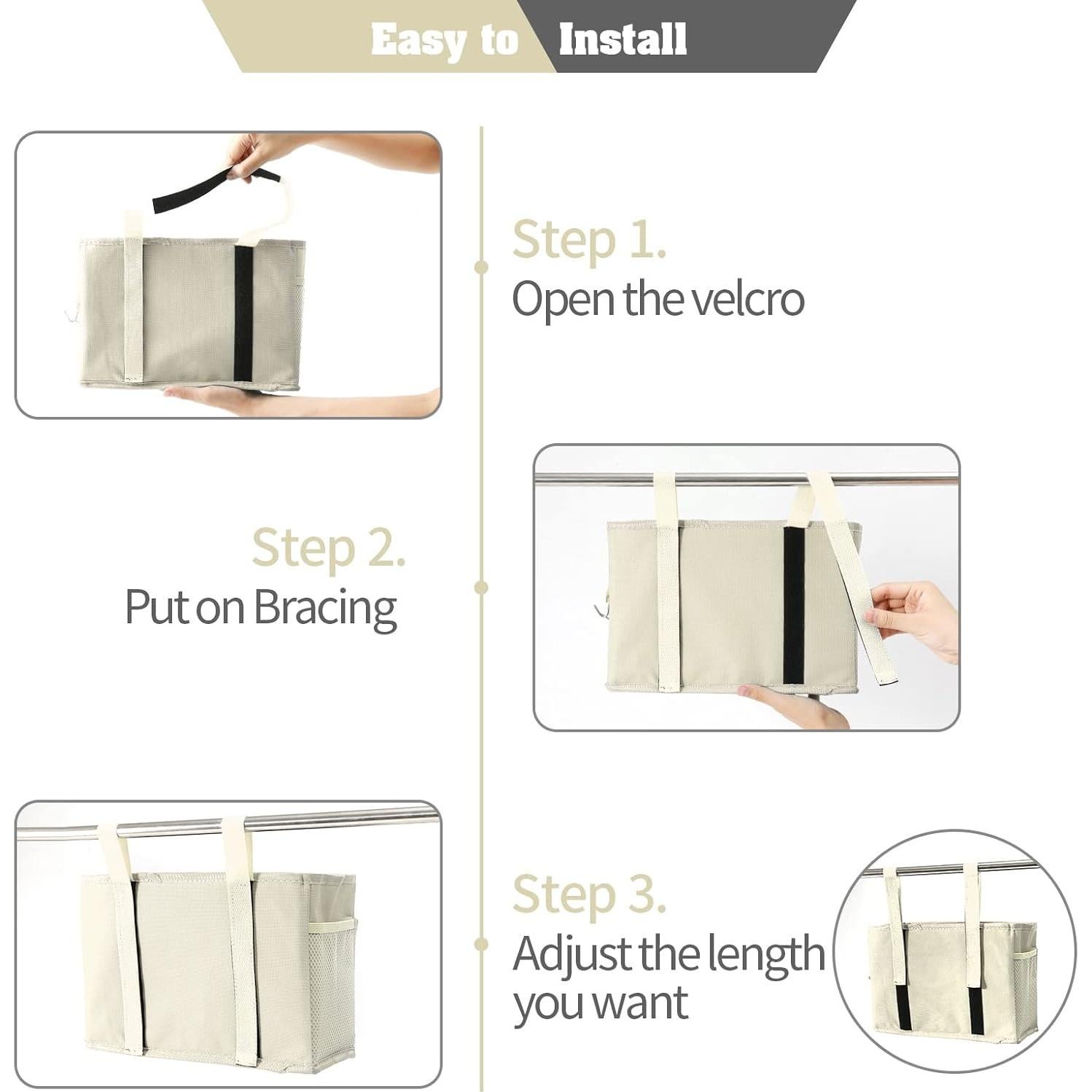 Organizador de Cama Bseash Beige 4 Bolsillos Impermeable