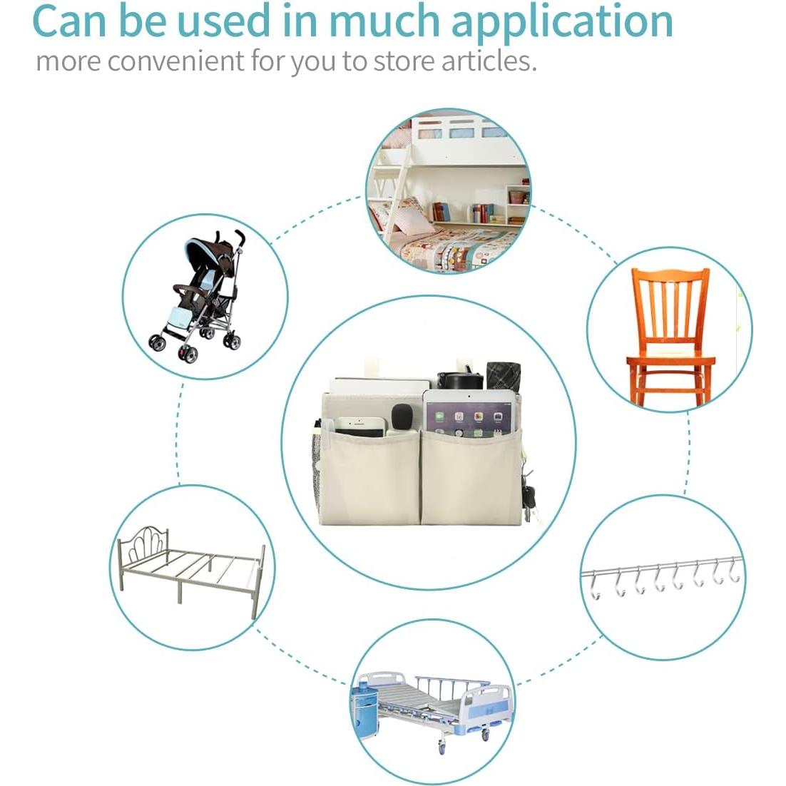 Organizador de Cama Bseash Beige 4 Bolsillos Impermeable