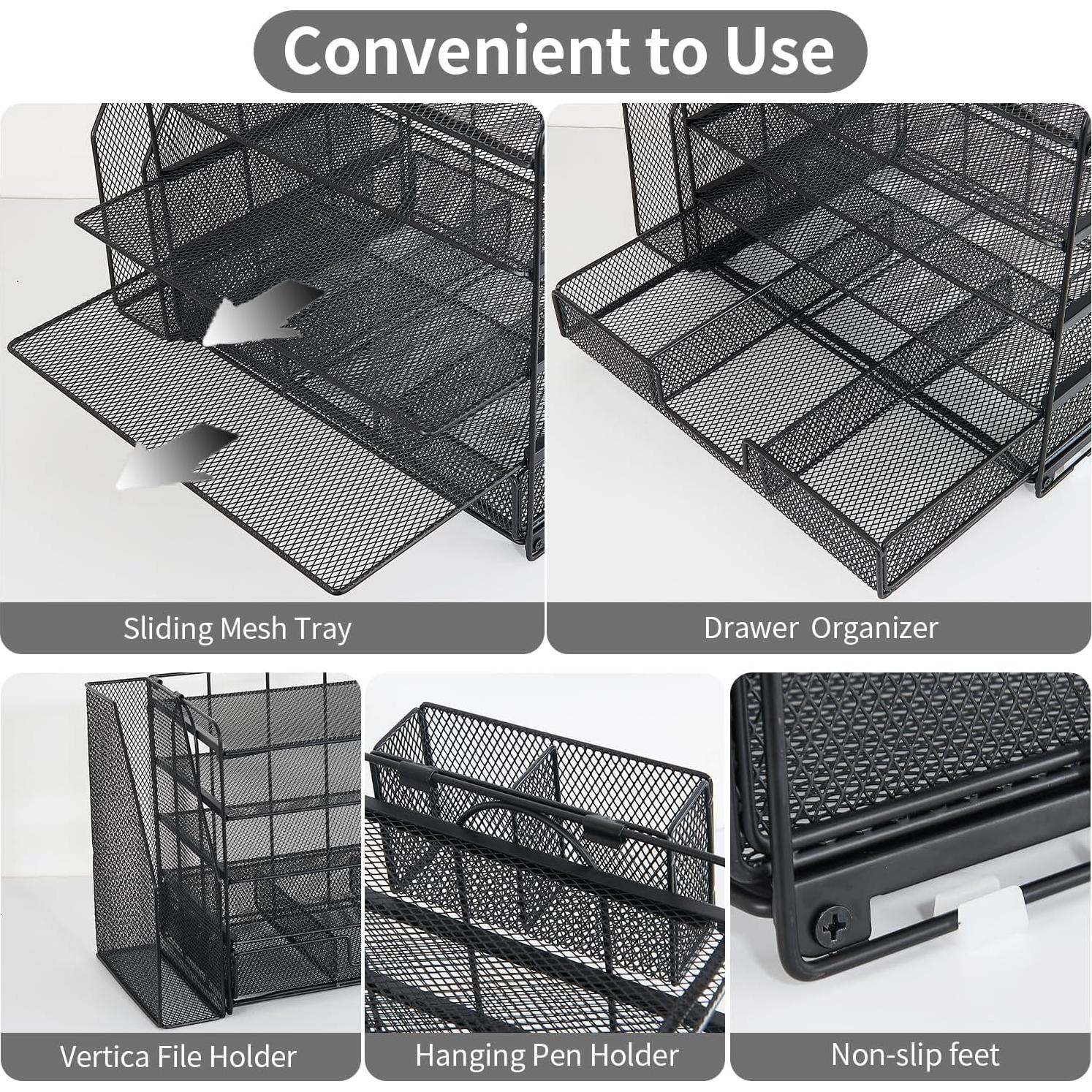 Organizador de Escritorio Youbetia de Malla 5 Niveles Negro