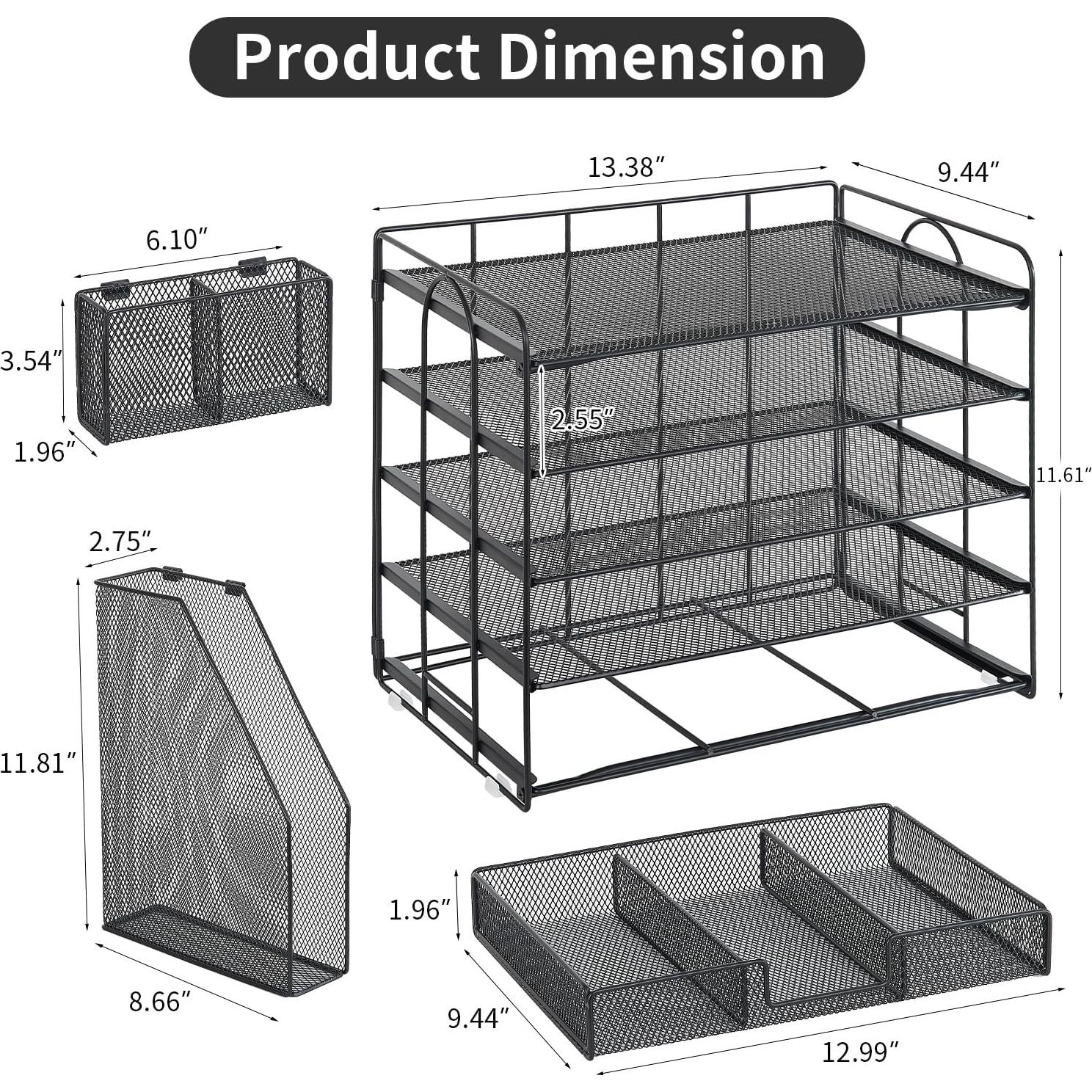 Organizador de Escritorio Youbetia de Malla 5 Niveles Negro