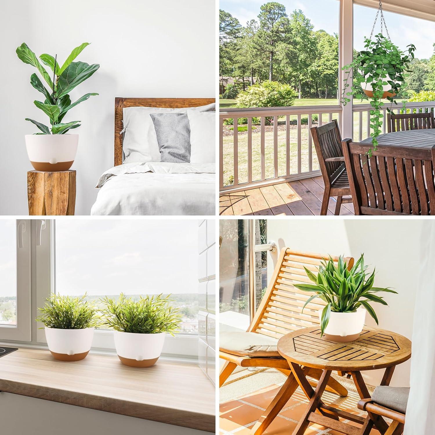 Macetas Colgantes Dovesail 30/25/20 cm Autorriego Blanco Set de 3