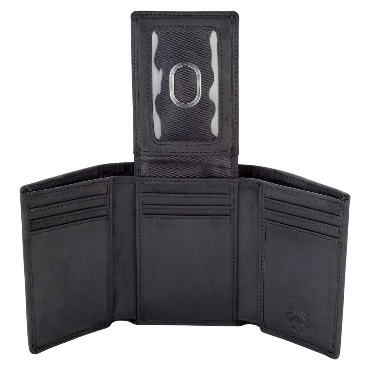 Billetera Trifold de Cuero Modo Sigiloso para Hombres - Negro con Bloqueo RFID