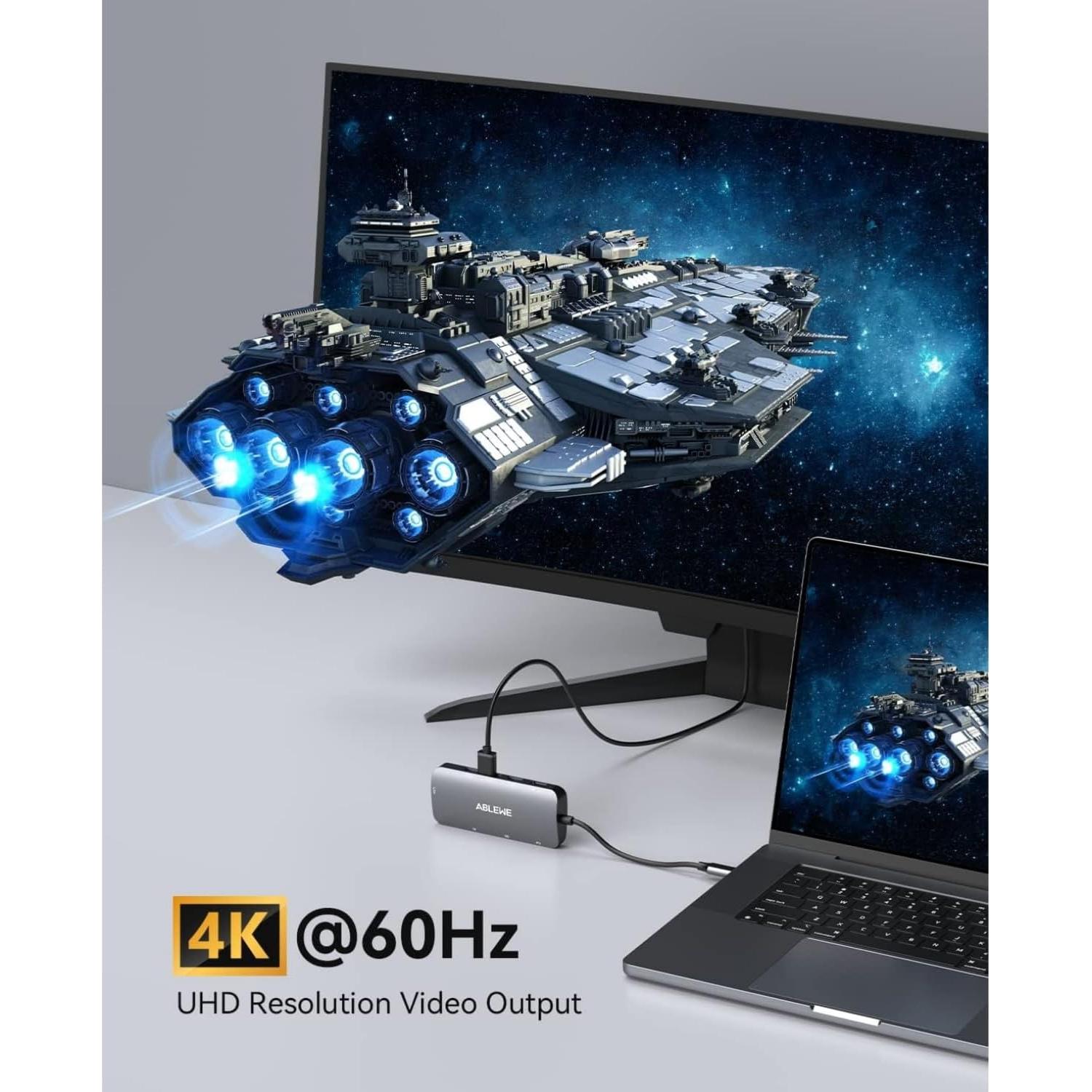 Hub USB C 8 en 1 ABLEWE con HDMI 4K, Ethernet 1000Mbps