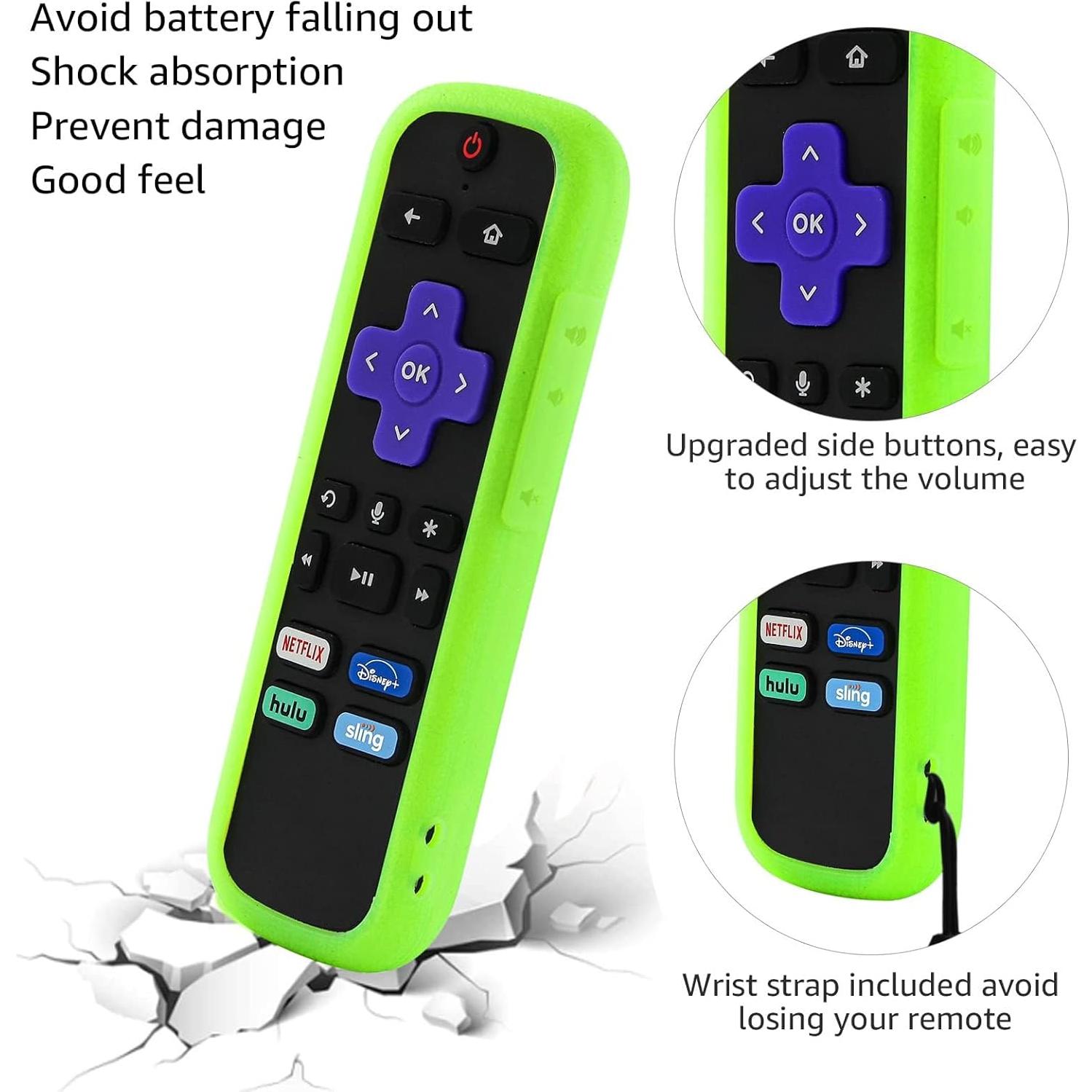 Funda de Silicona para Control Remoto Roku - 3 Paquetes Brillantes