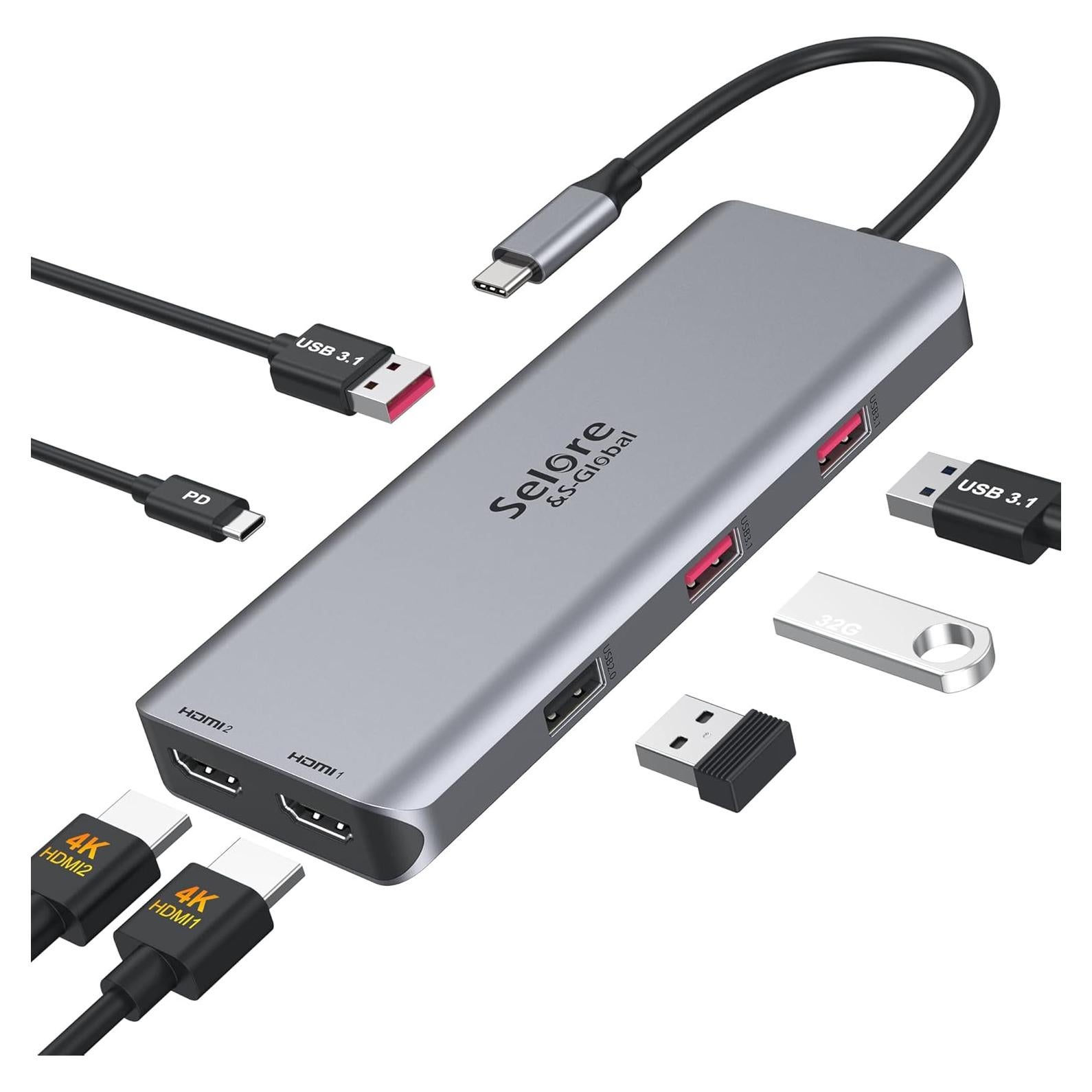 Estación de Acoplamiento USB C 7 en 1 Selore para MacBook