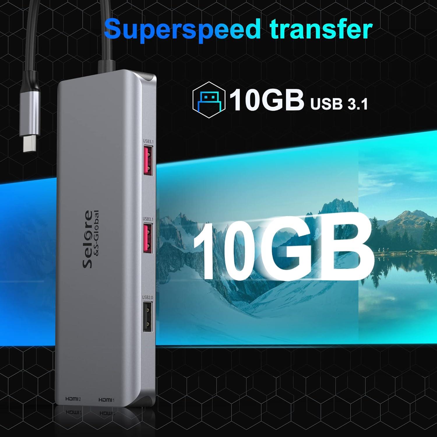 Estación de Acoplamiento USB C 7 en 1 Selore para MacBook