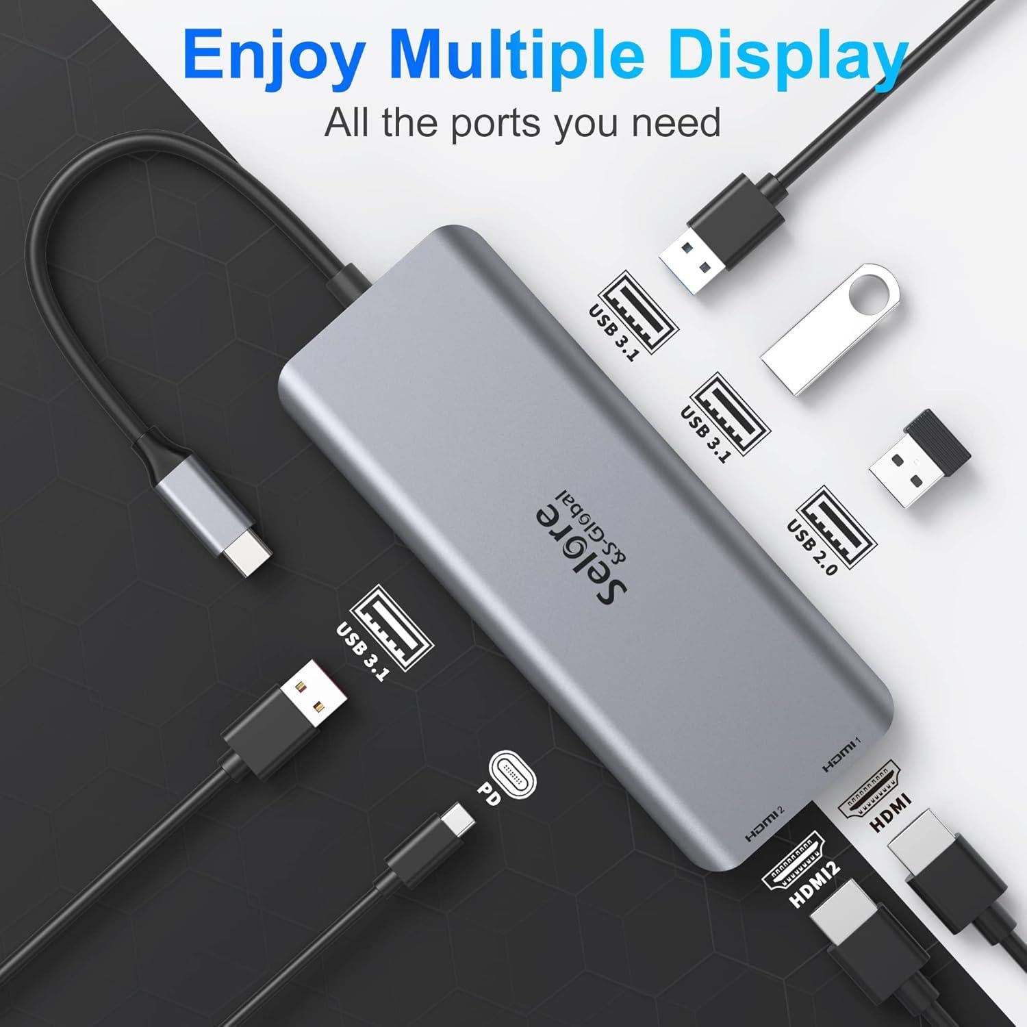 Estación de Acoplamiento USB C 7 en 1 Selore para MacBook