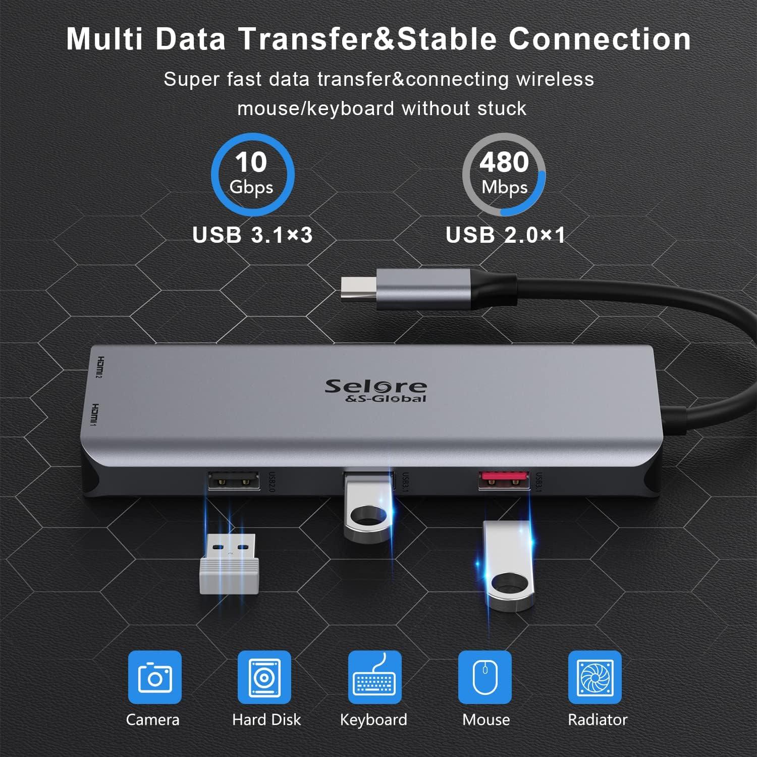 Estación de Acoplamiento USB C 7 en 1 Selore para MacBook