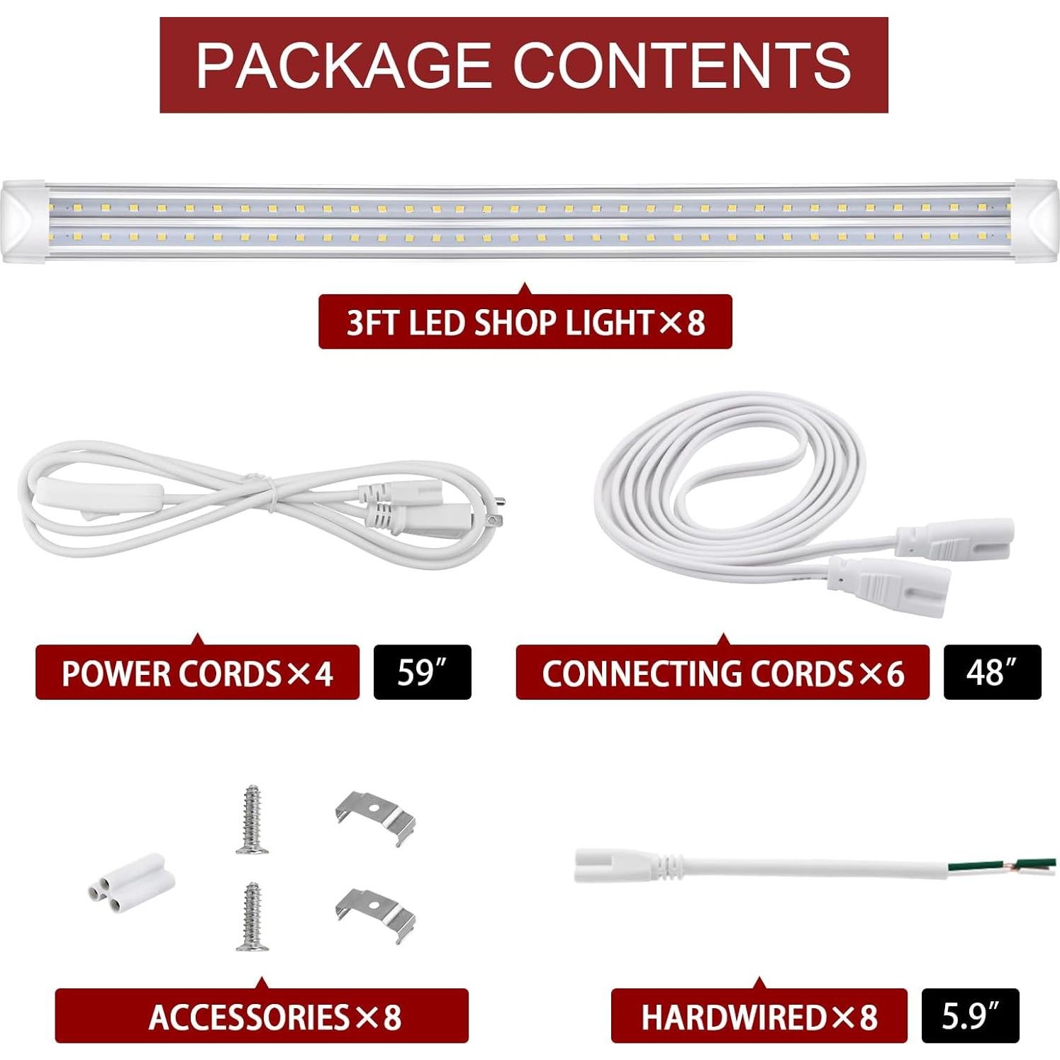 Lámpara de Taller LED Kihung 3FT T8 Enlazable 30W 4680lm 6000K