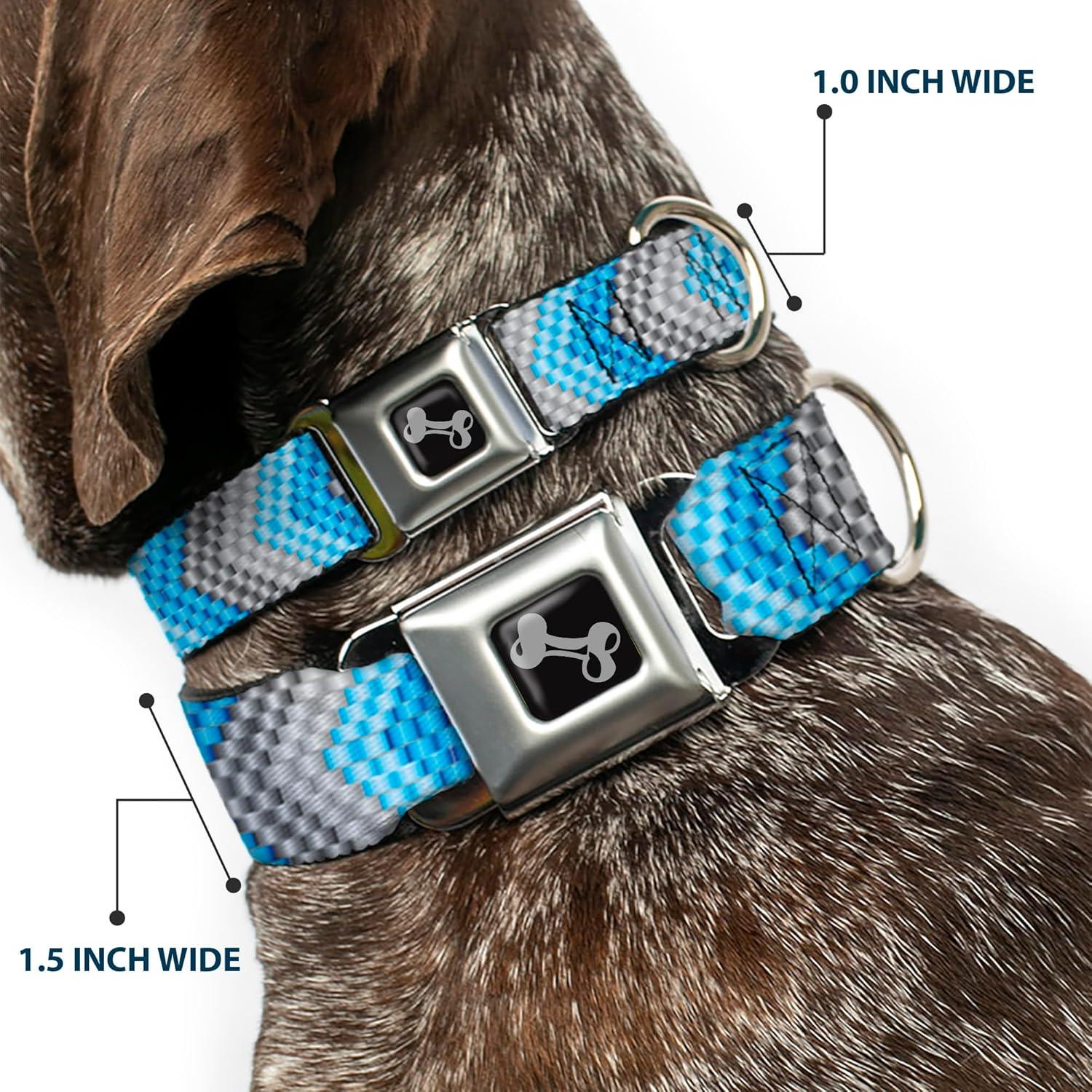 Collar para Perro Buckle-Down Chevron Grises/Azules 3.81 cm