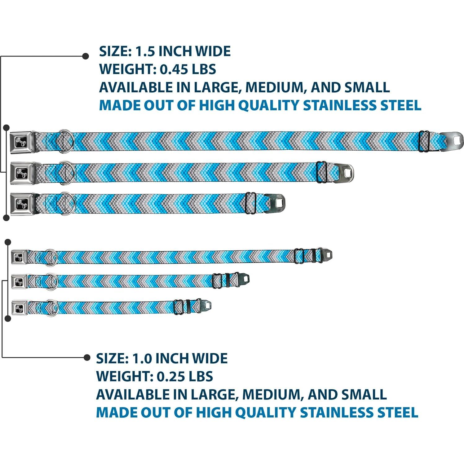 Collar para Perro Buckle-Down Chevron Grises/Azules 3.81 cm