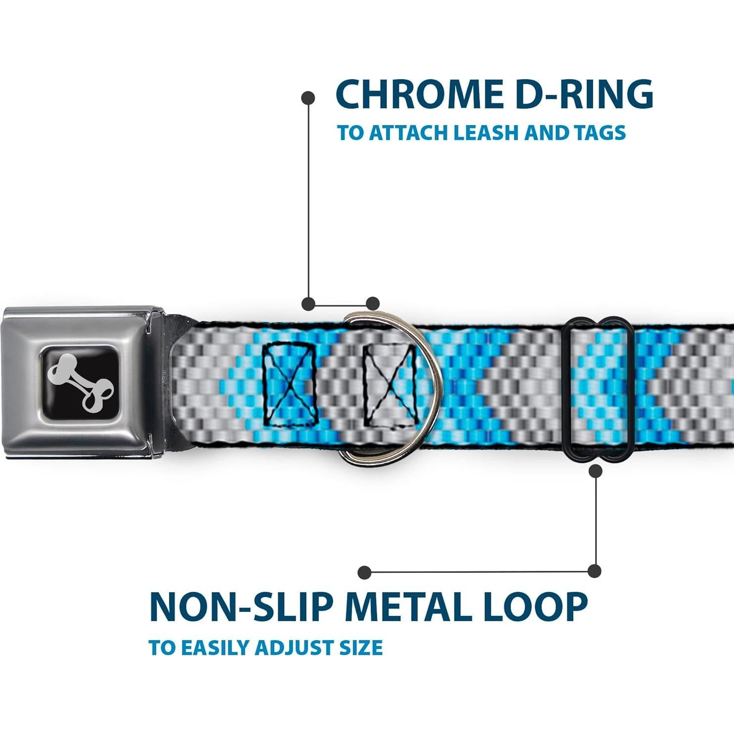 Collar para Perro Buckle-Down Chevron Grises/Azules 3.81 cm