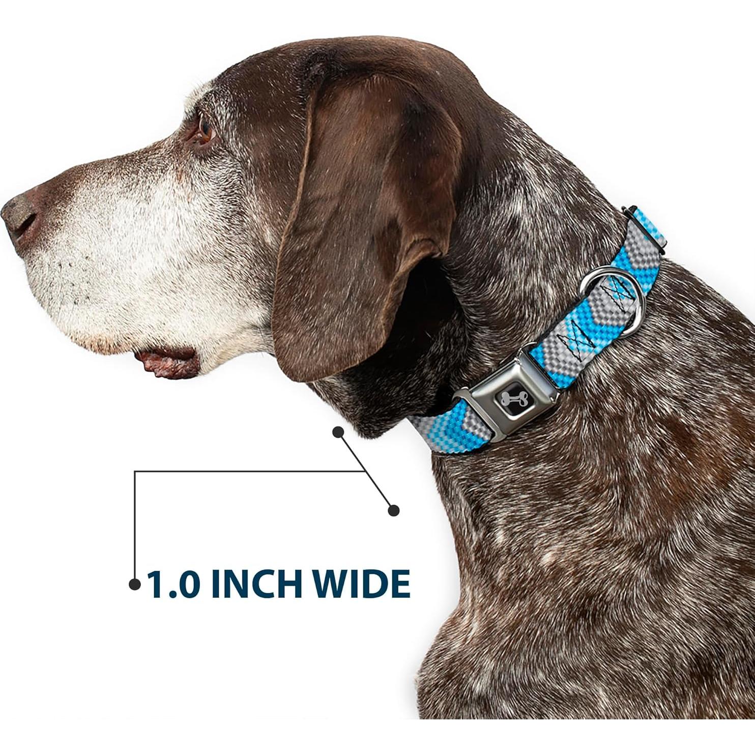 Collar para Perro Buckle-Down Chevron Grises/Azules 3.81 cm