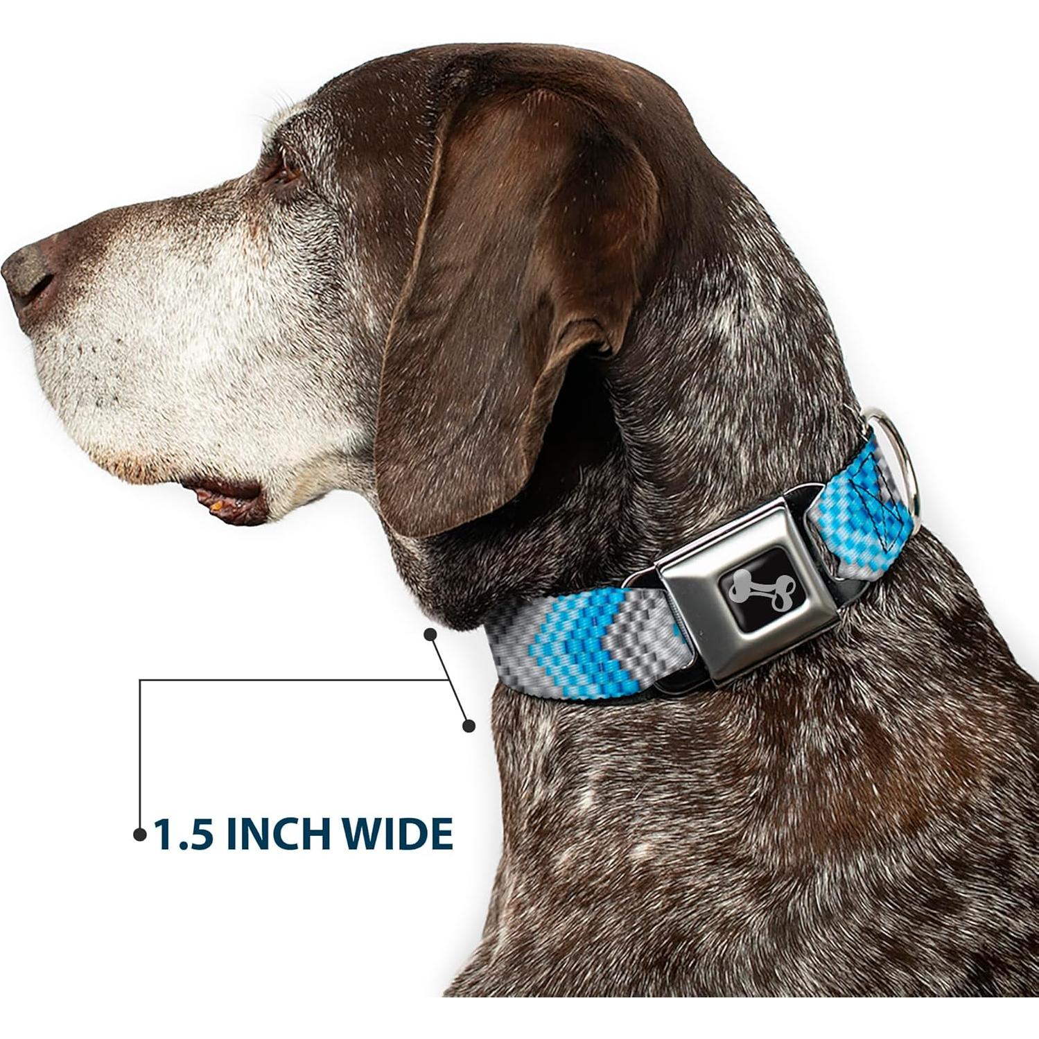 Collar para Perro Buckle-Down Chevron Grises/Azules 3.81 cm