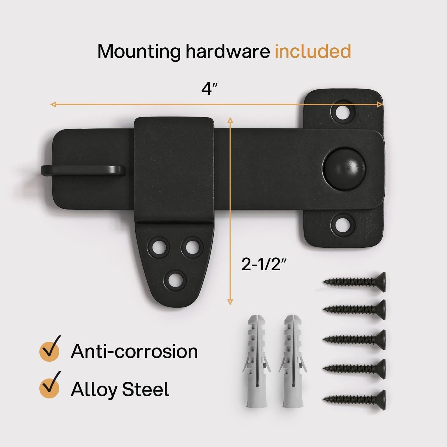 Cierre de Puerta de Granero Nordstrand - Pestillo Flip Negro 4mm