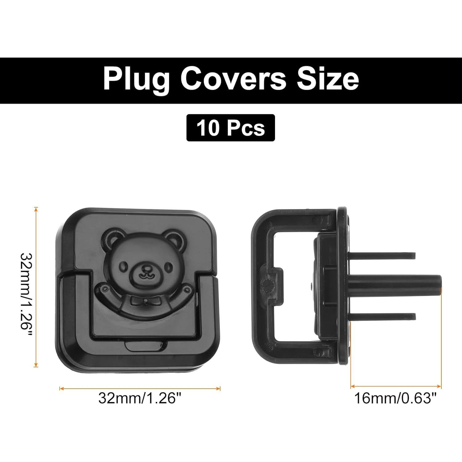Cubiertas de Enchufe de Seguridad MECCANIXITY 10 Piezas Negras