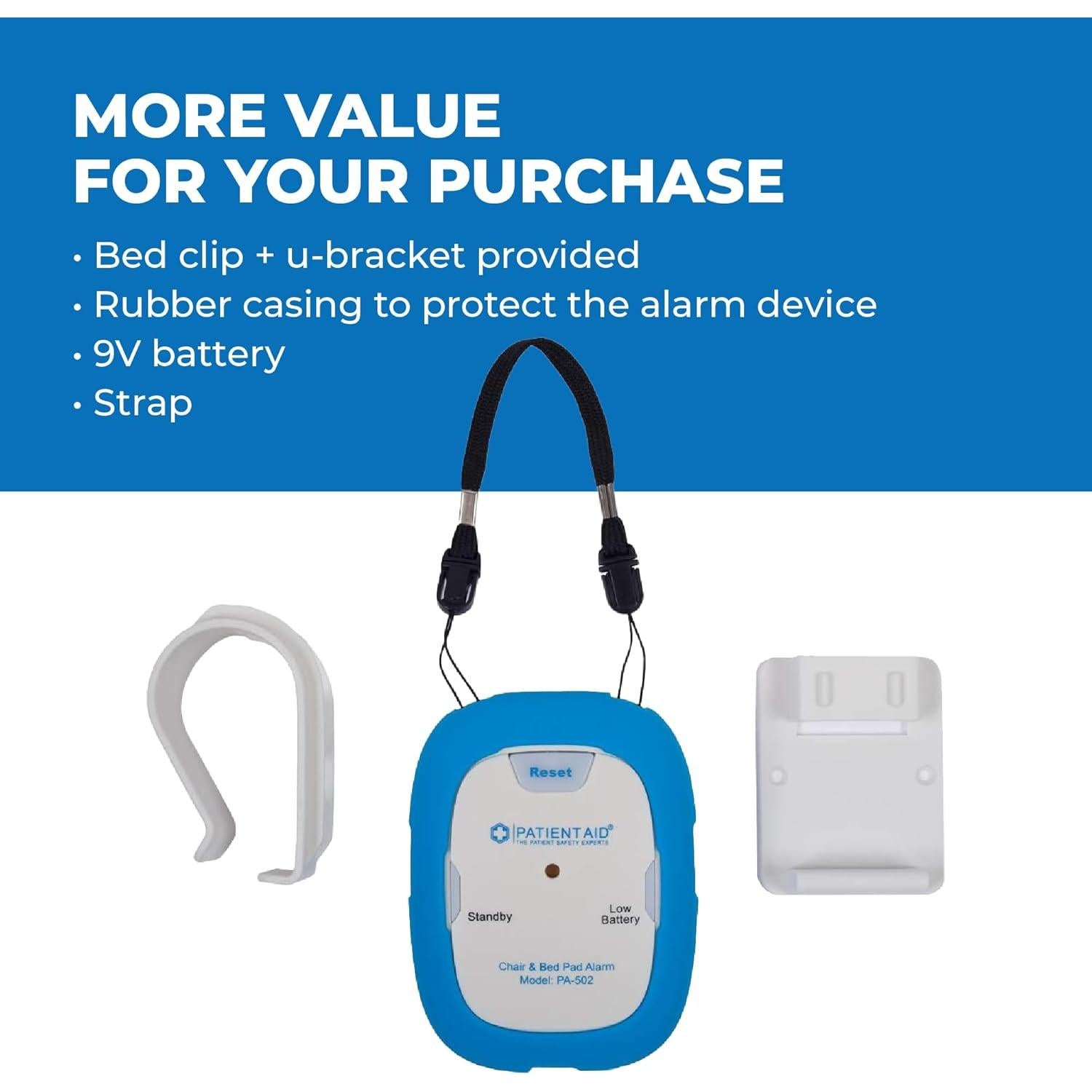 Alarma de Cama Patient Aid con Almohadilla de 25.4x76.2cm