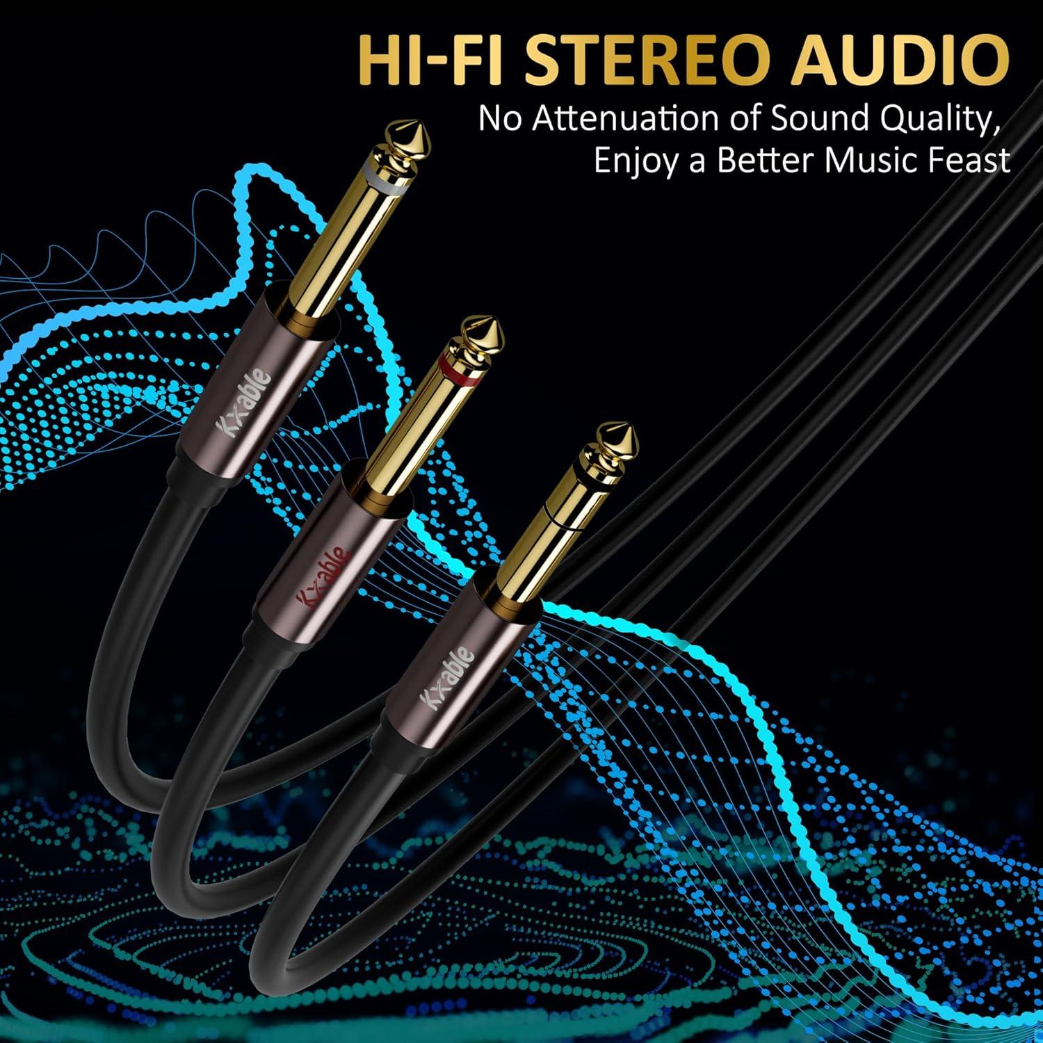 Cable Y-Splitter Estéreo TRS Kxable 1/4" a Doble 1/4" 1.22m