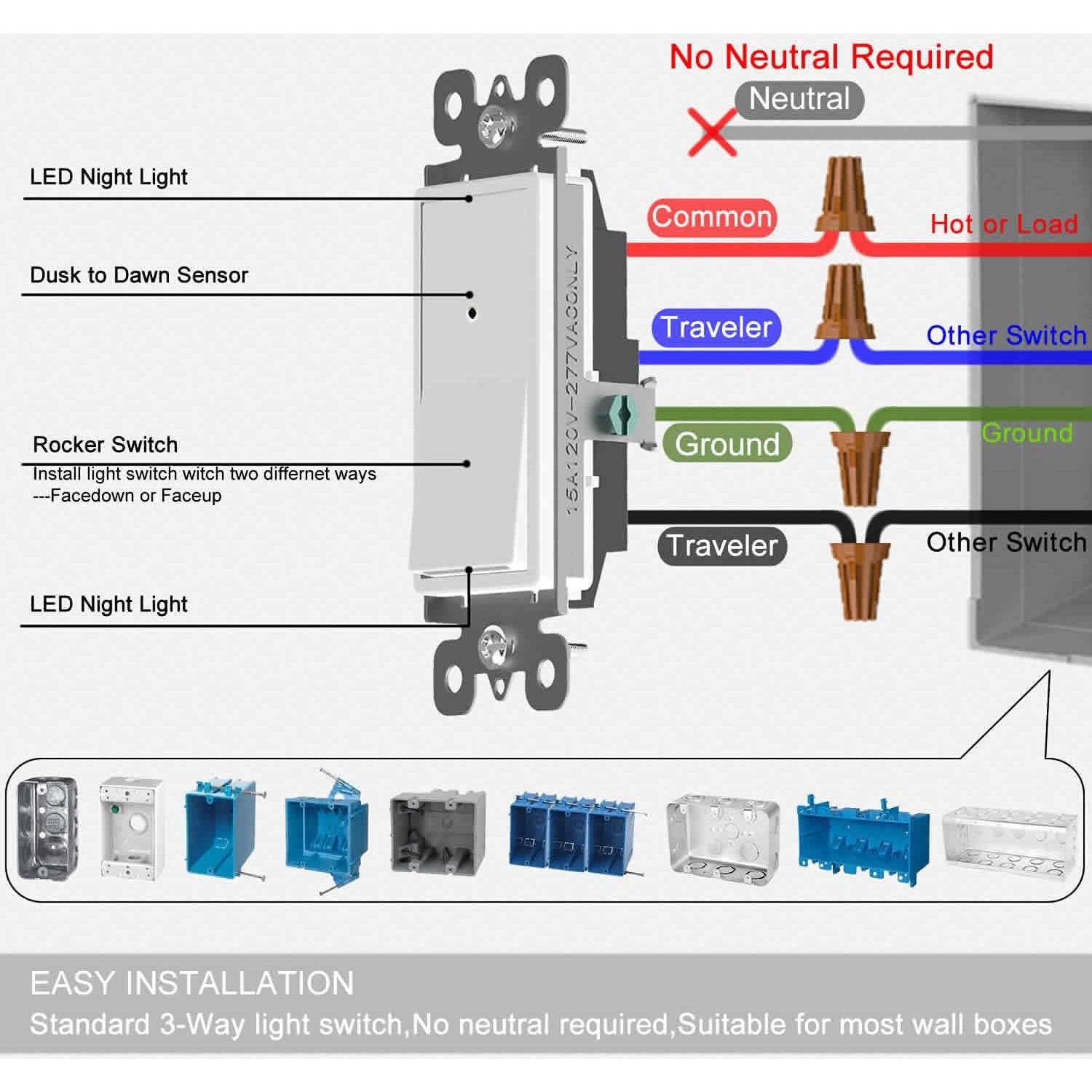 Interruptor de Luz Iluminado SOZULAMP 3 Vías 15A LED 2 Paquete