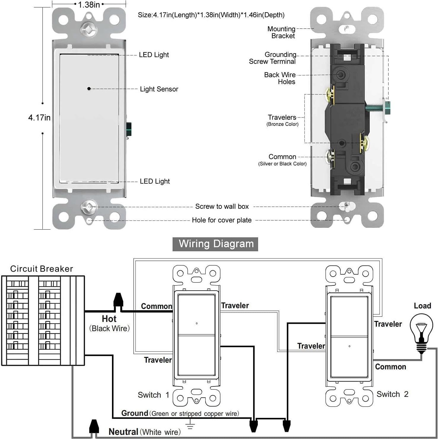 Interruptor de Luz Iluminado SOZULAMP 3 Vías 15A LED 2 Paquete