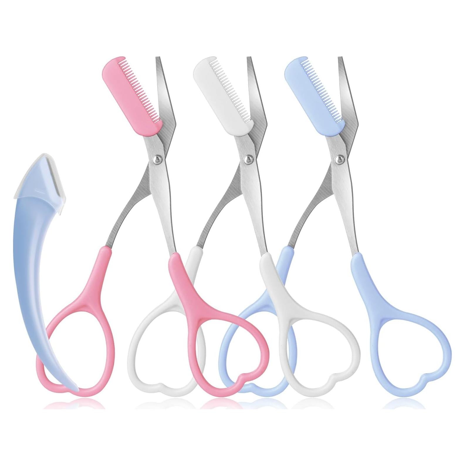 Tijeras para Cejas KINMINGZHU con Rasuradora y Peine - 3 Unidades