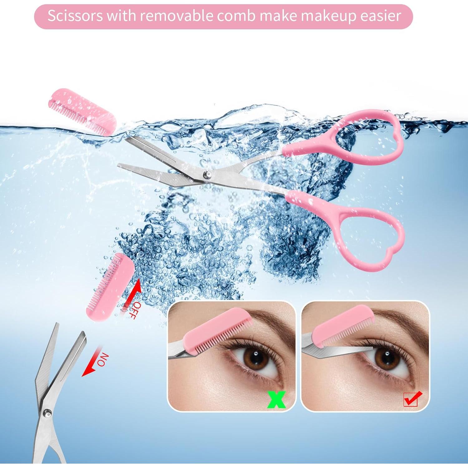 Tijeras para Cejas KINMINGZHU con Rasuradora y Peine - 3 Unidades