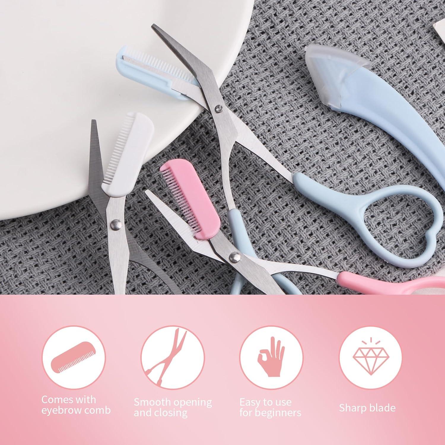 Tijeras para Cejas KINMINGZHU con Rasuradora y Peine - 3 Unidades