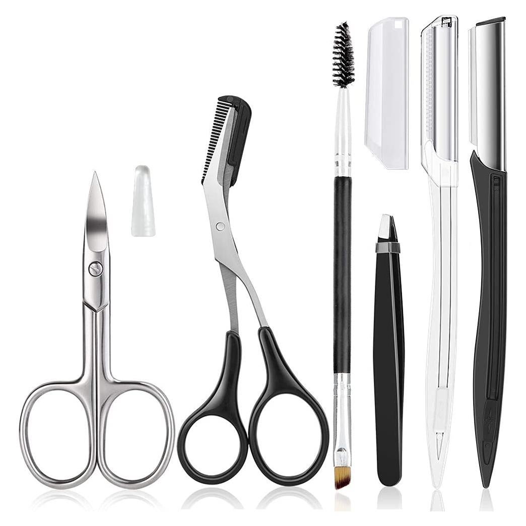 Kit de Cuidado de Cejas HiMo 6 en 1 con Tijeras y Pinzas