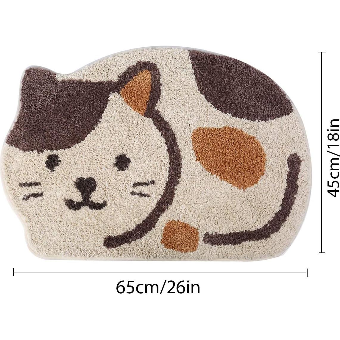 Alfombra de Baño Antideslizante Ankah Gato Beige 46x66 cm