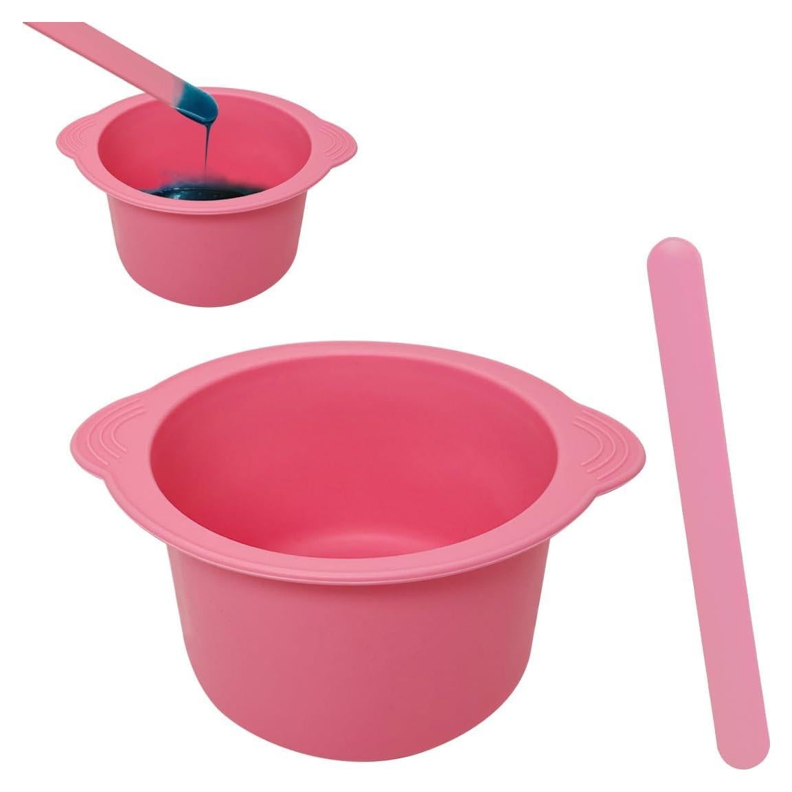 Forro de Tazón de Silicona Antiadherente Rosa + Espátula