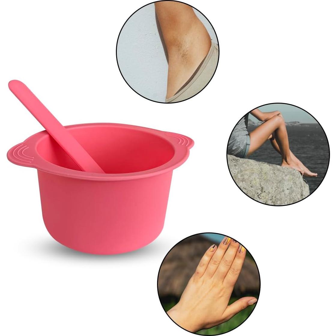 Forro de Tazón de Silicona Antiadherente Rosa + Espátula