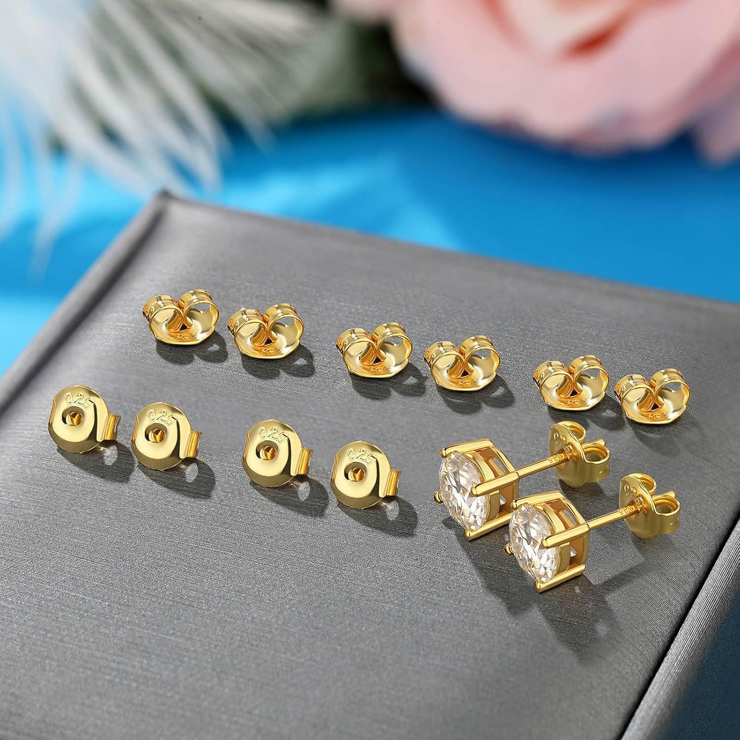 Respaldo Hipoalergénico para Aretes de Plata Baño Oro 14K - 12 Pcs