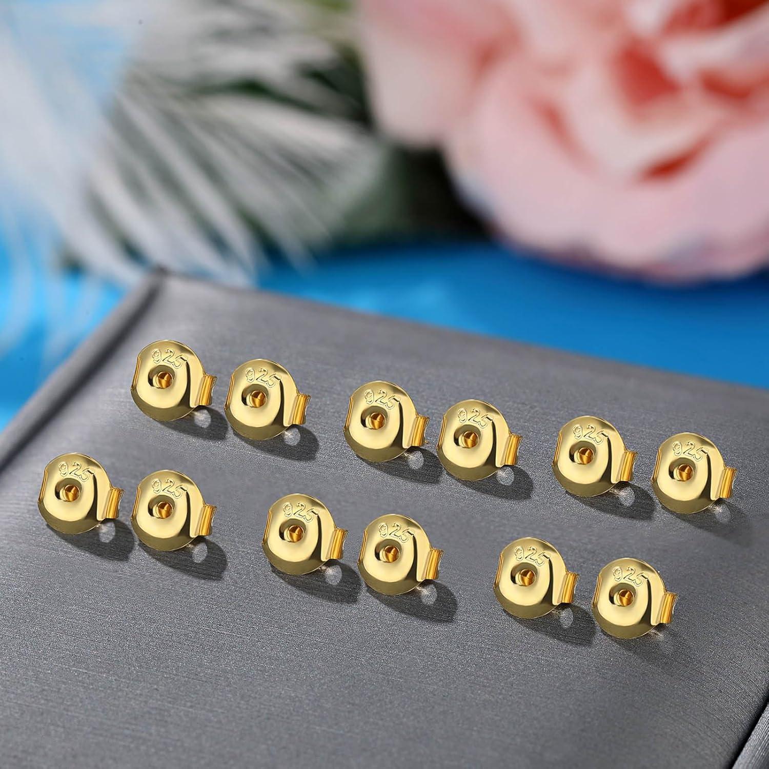 Respaldo Hipoalergénico para Aretes de Plata Baño Oro 14K - 12 Pcs