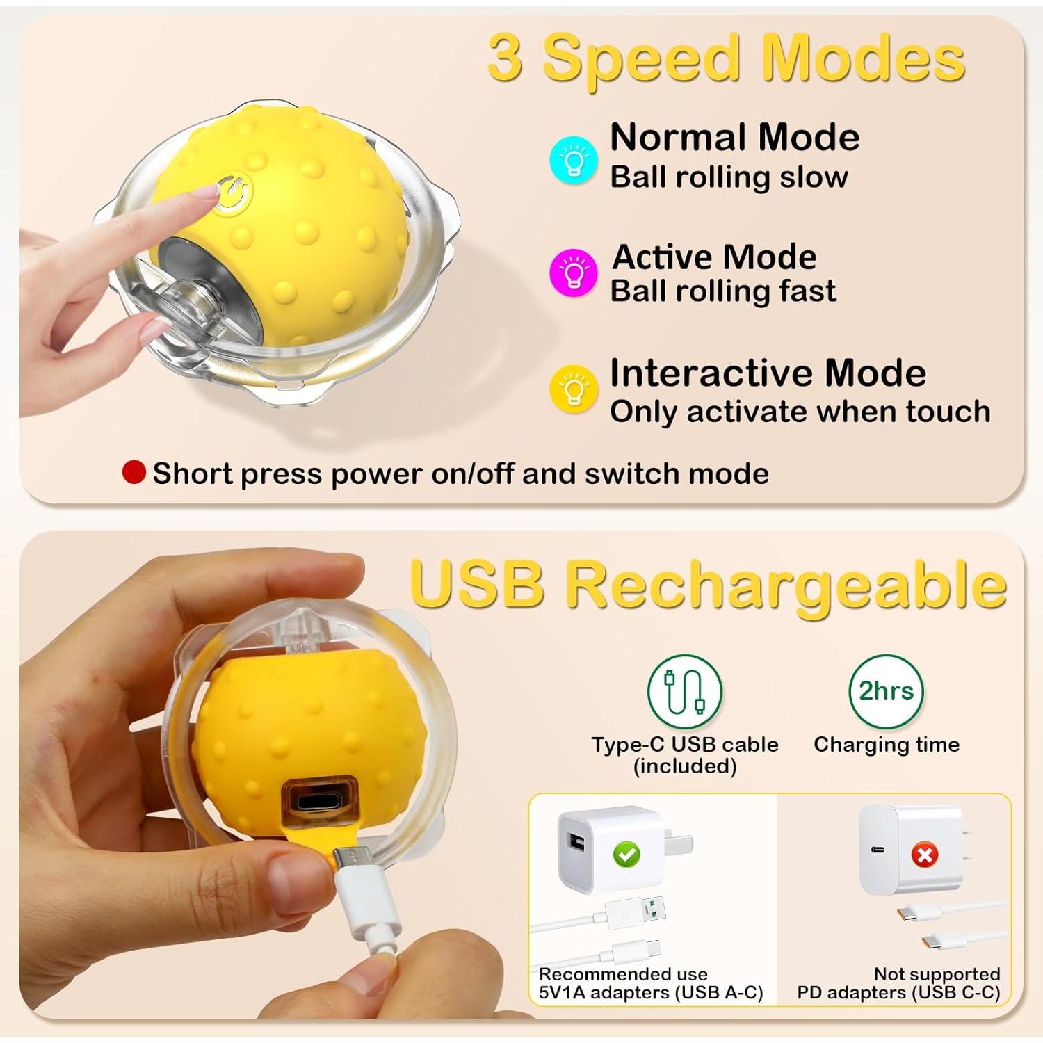 Bola Interactiva para Gatos LEPLE P62 con Luz LED y Sonido