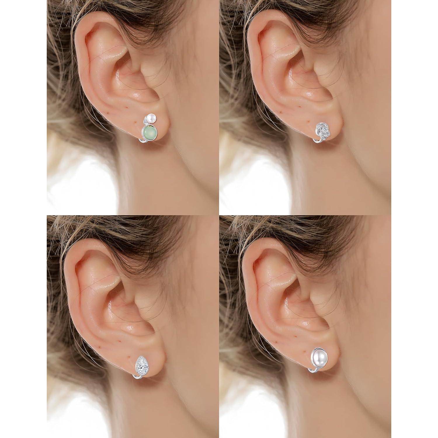 Conjunto 10 Pares Pendientes de Clip Tornito Mujeres Plata