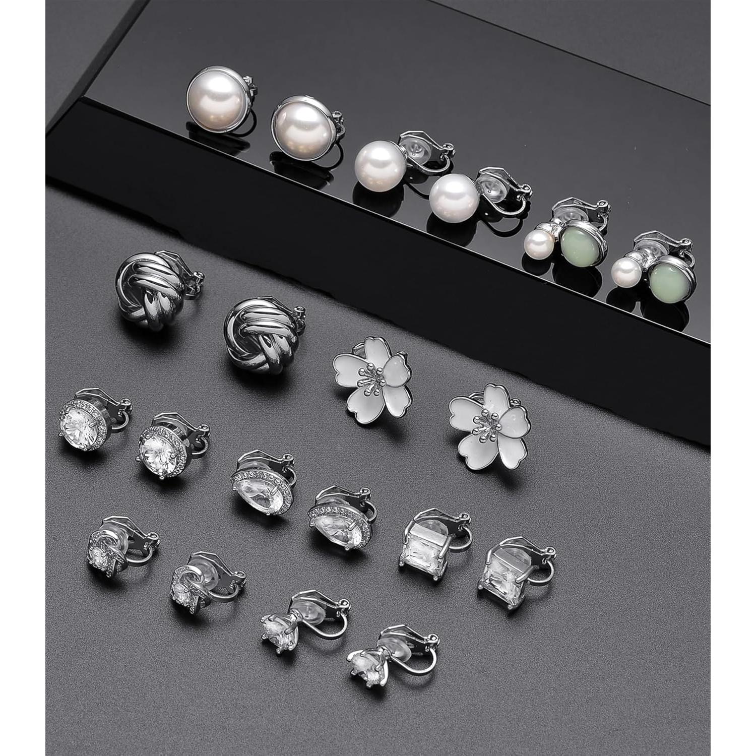 Conjunto 10 Pares Pendientes de Clip Tornito Mujeres Plata