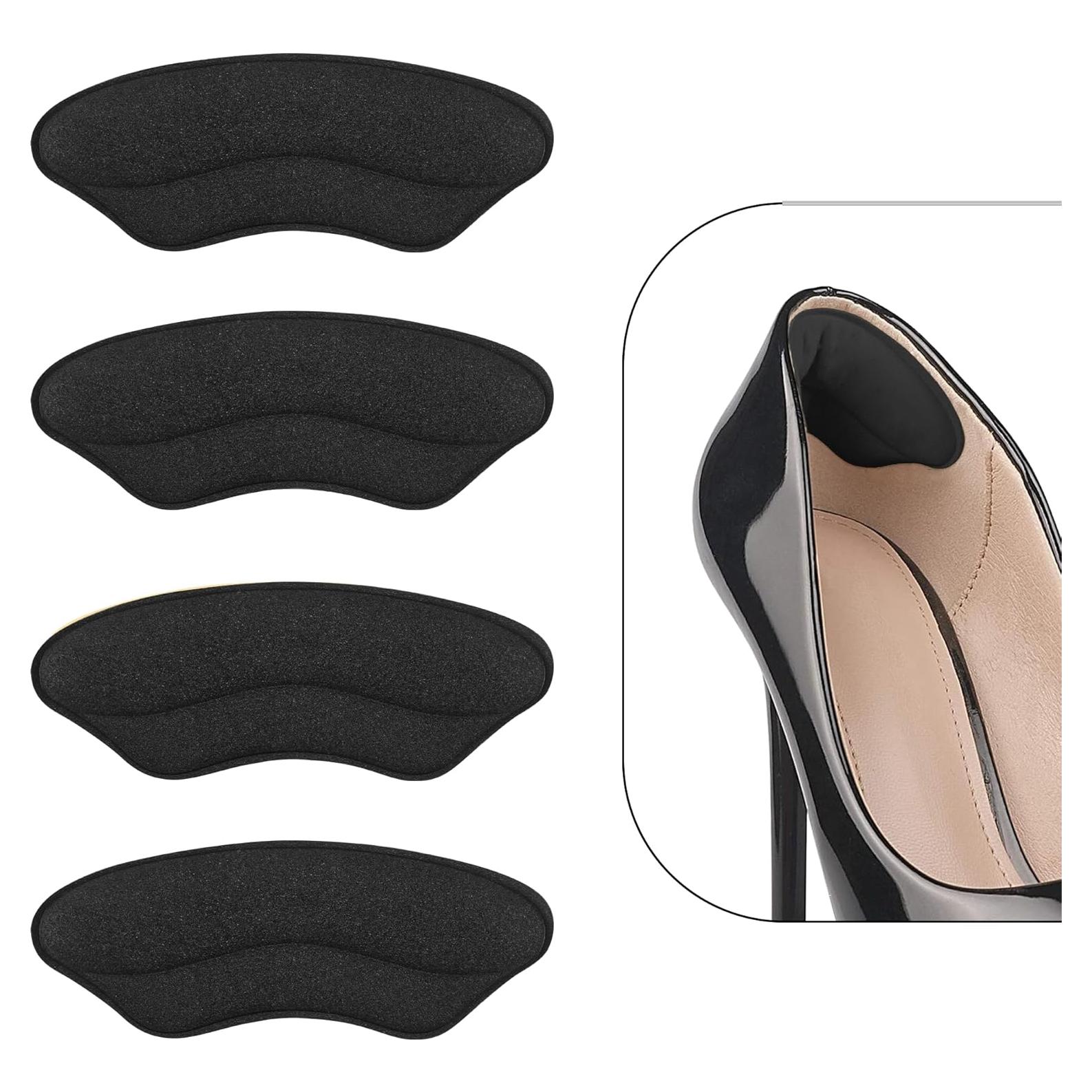 Almohadillas para Talones BIGIICO - 4 Pares Ajuste Cómodo Negro