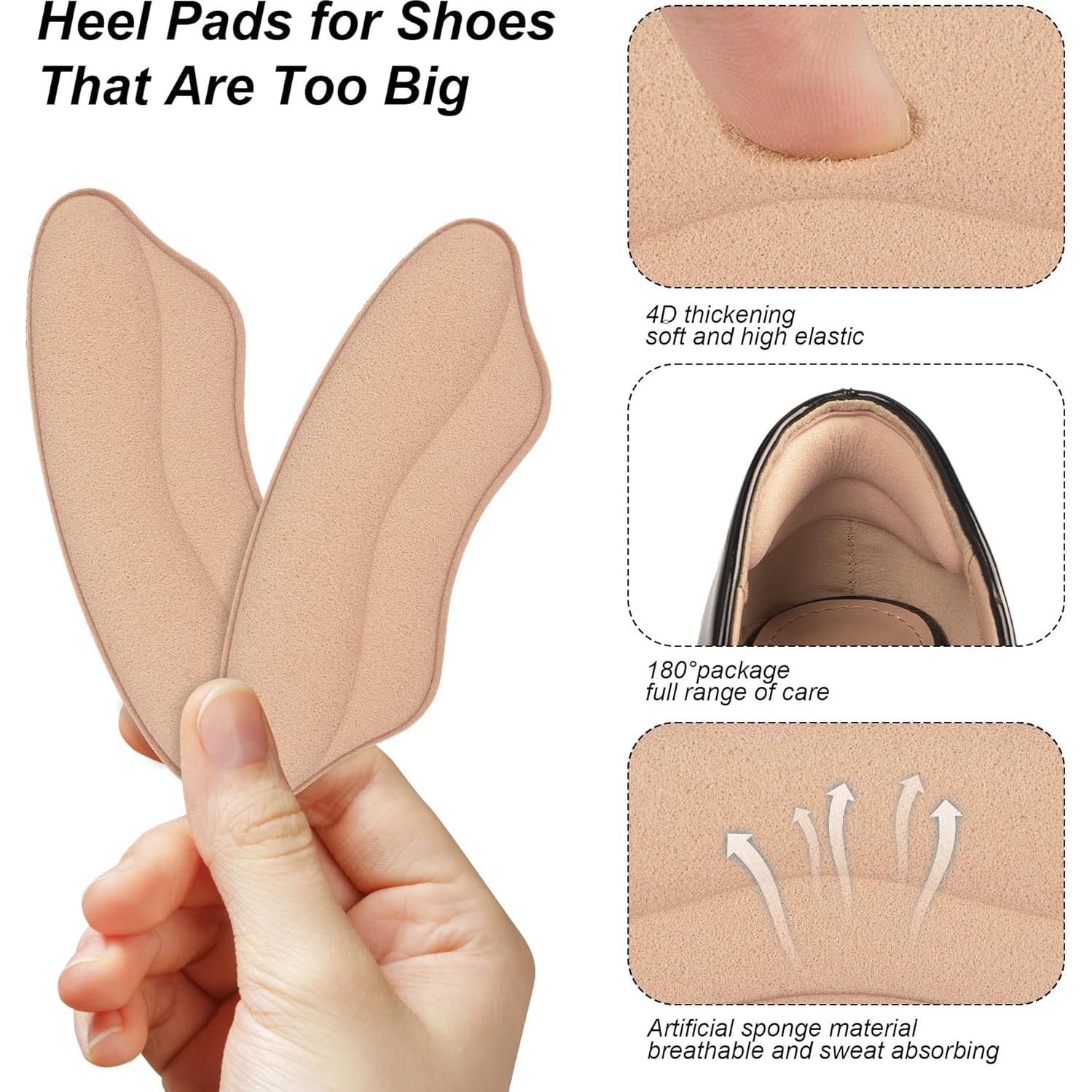 Almohadillas para Talones BIGIICO - 4 Pares Ajuste Cómodo Negro