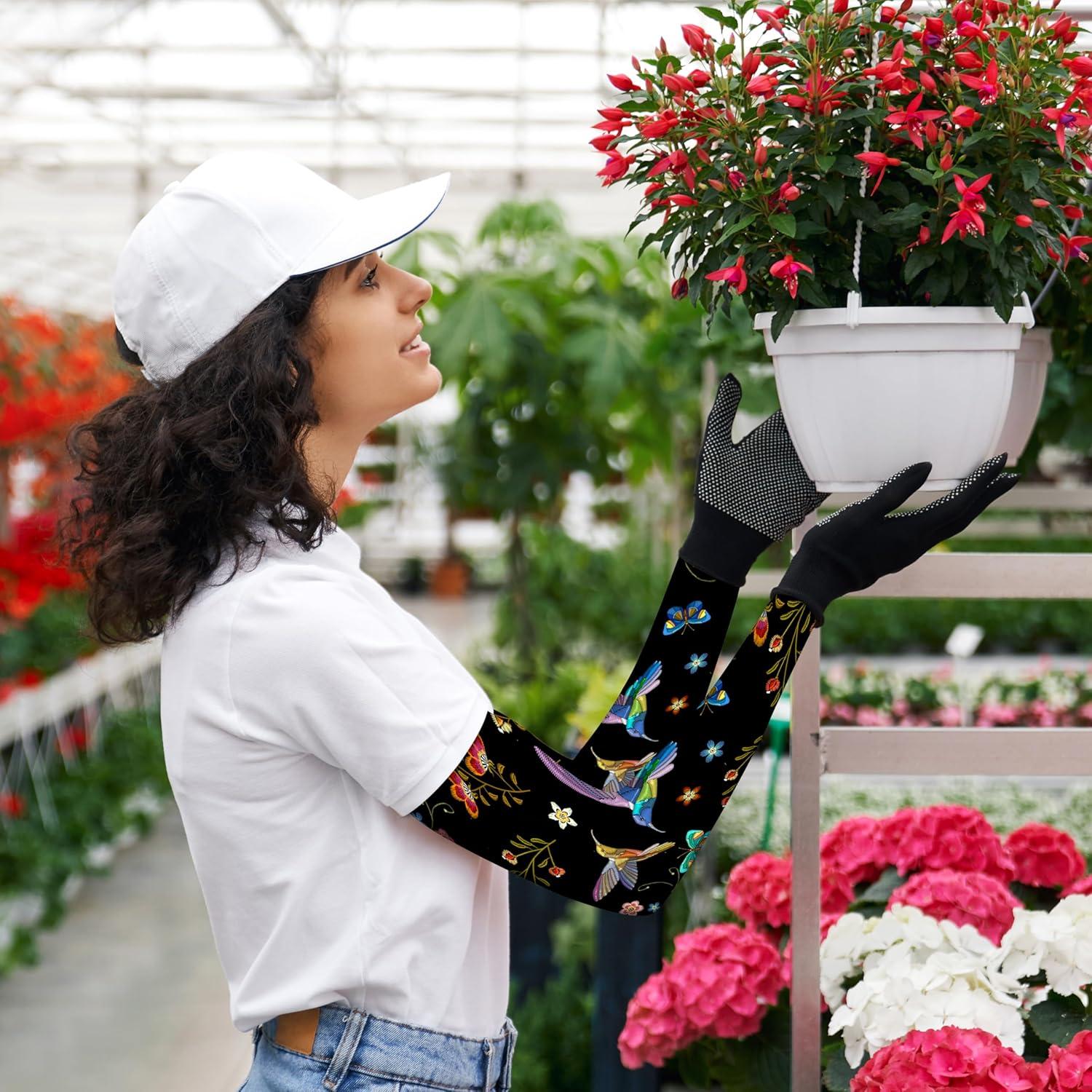 Mangas de Jardinería UV para Mujeres Colibrí Negro 48.3 cm