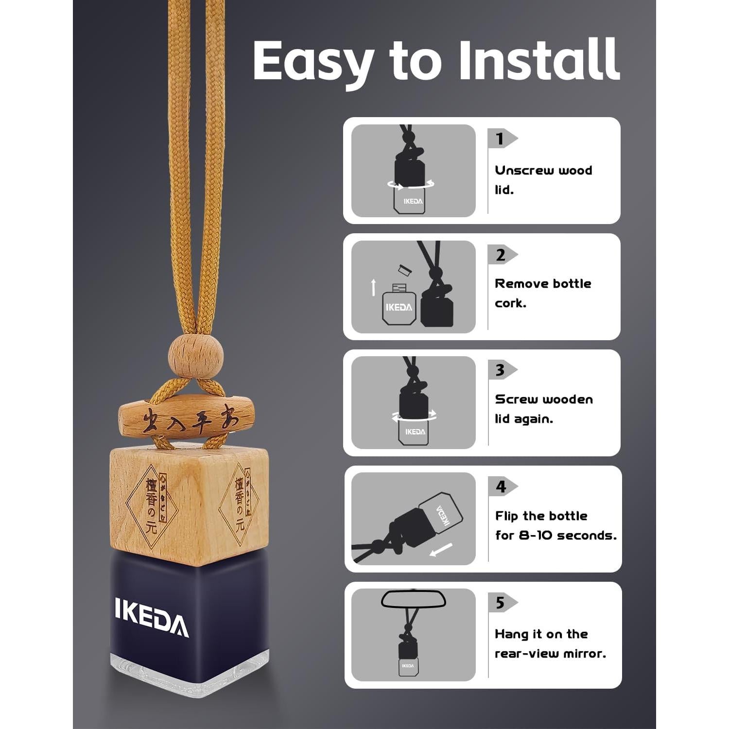 Ambientador Ikeda 10ml Aroma a Auto Nuevo - Difusor Colgante