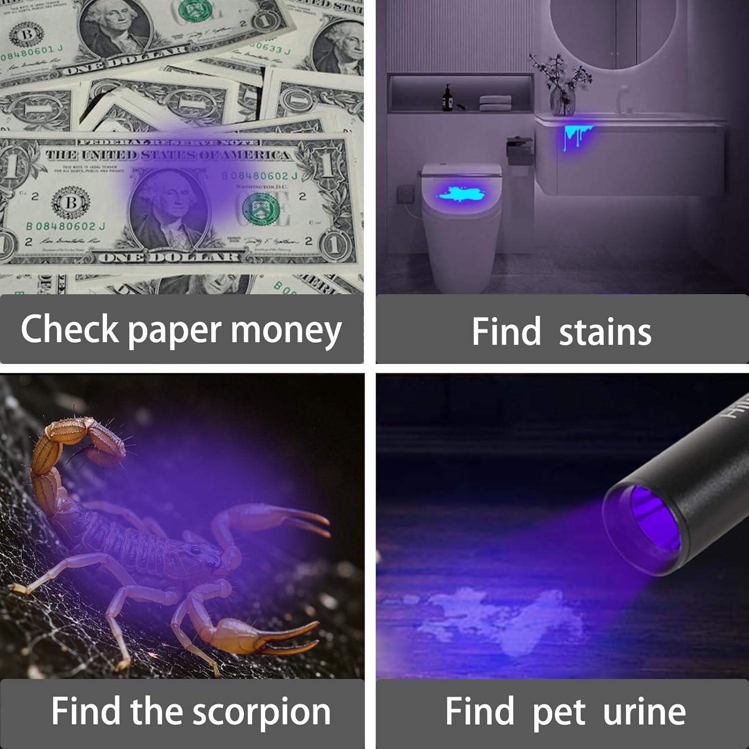 Paquete de 10 Linternas UV 395 NM Hilngav Recargables USB-C