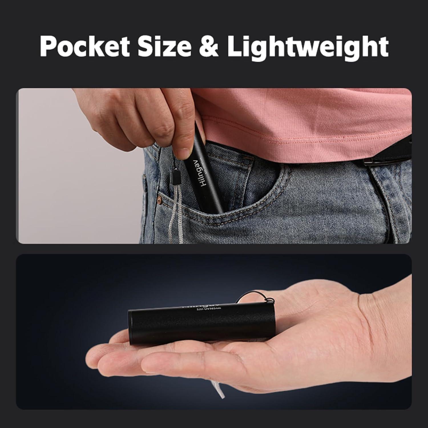 Paquete de 10 Linternas UV 395 NM Hilngav Recargables USB-C