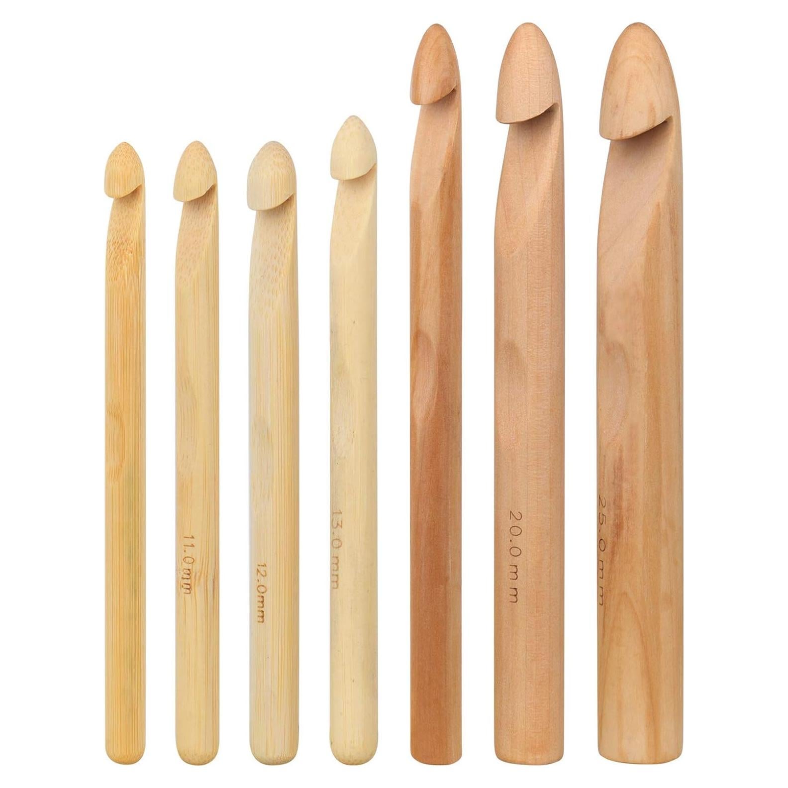 Juego de Ganchillos de Madera Coopay 7 Piezas 10-25 mm