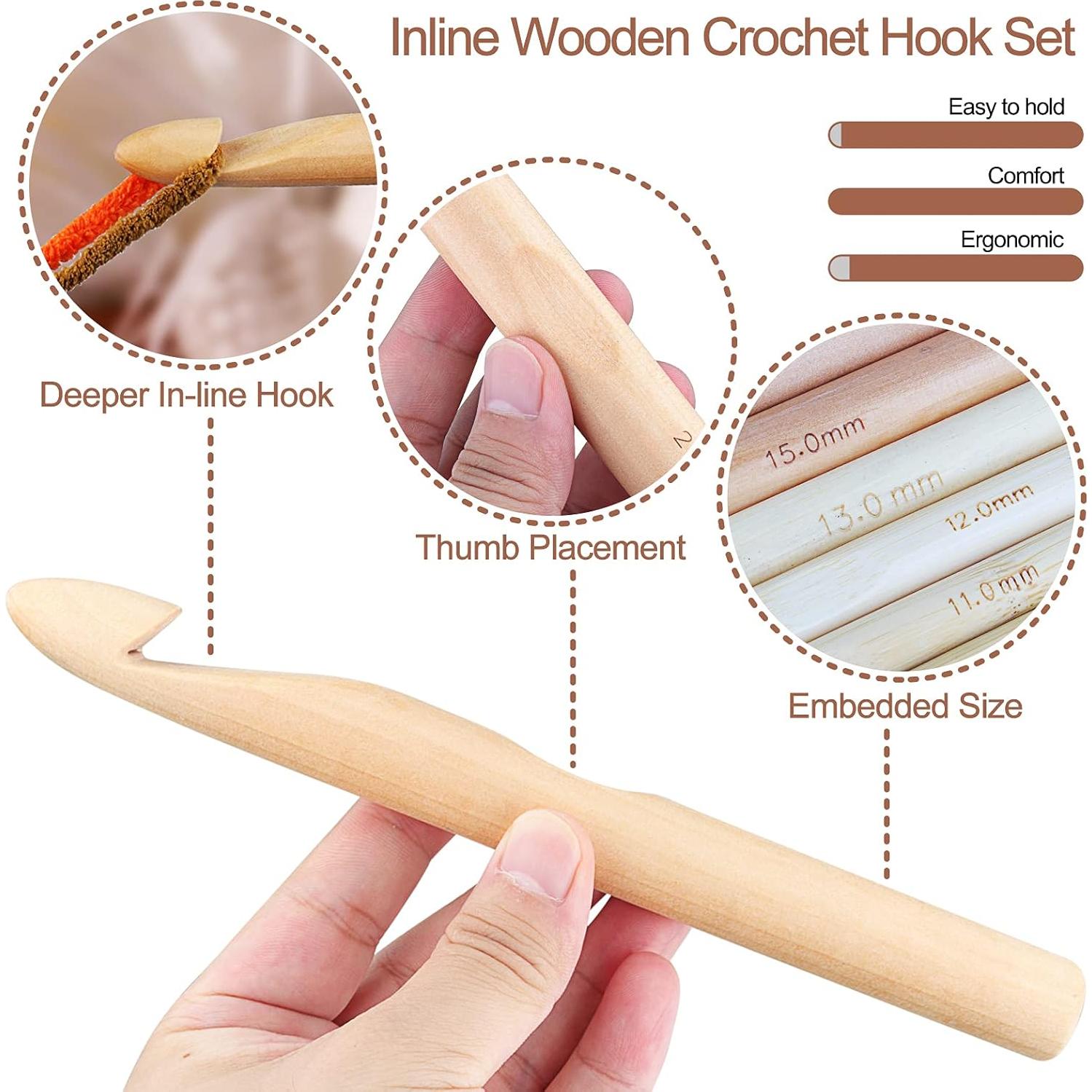 Juego de Ganchillos de Madera Coopay 7 Piezas 10-25 mm