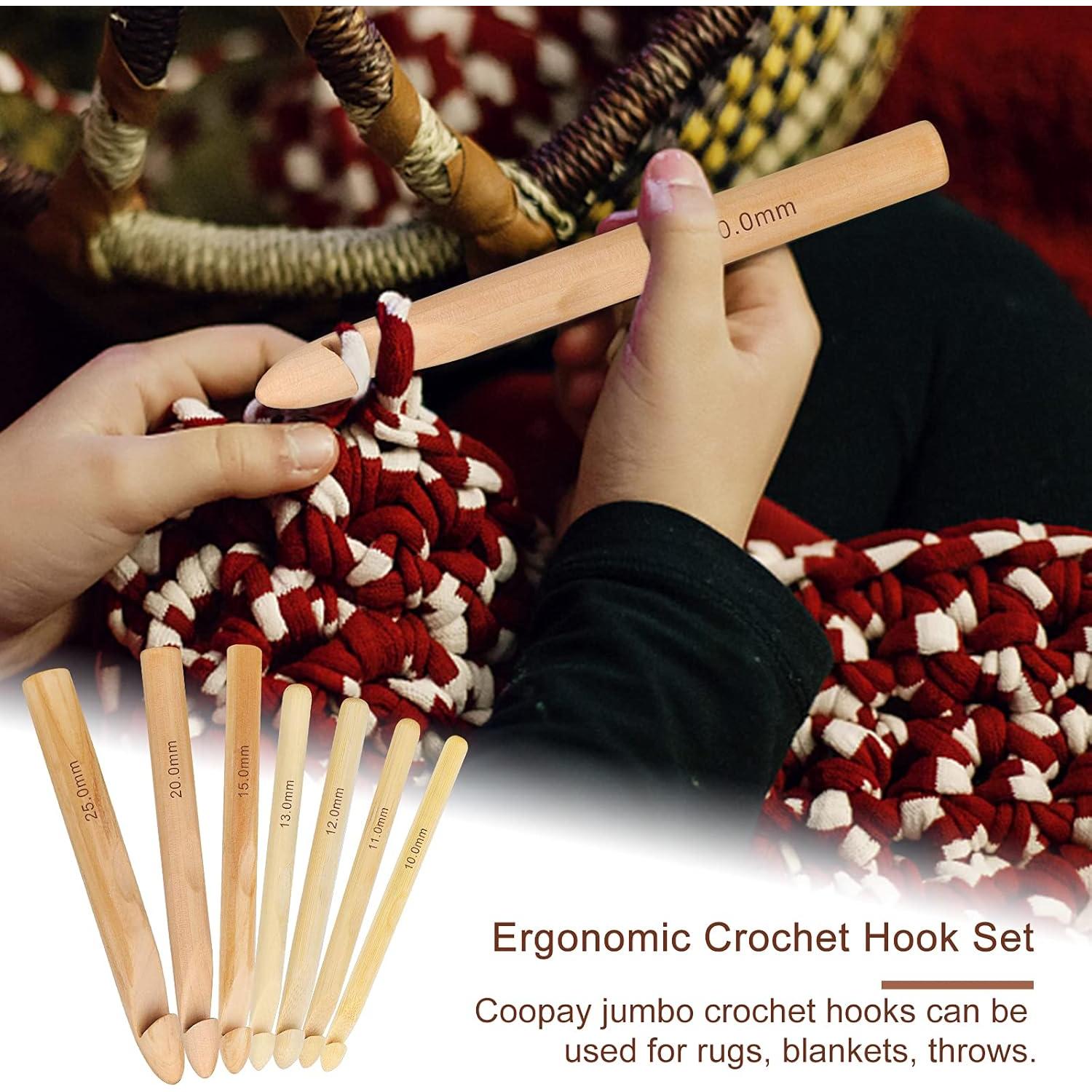 Juego de Ganchillos de Madera Coopay 7 Piezas 10-25 mm