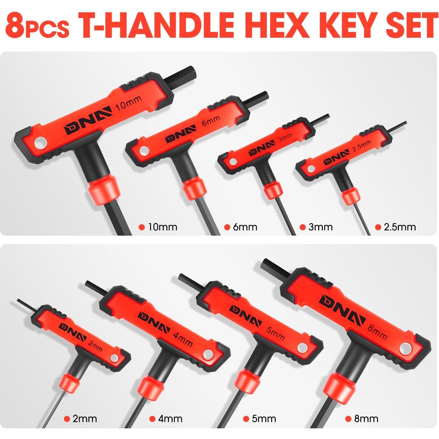 Juego de Llaves Hexagonales T-Handle 8 Piezas DNA MOTORING 2-10mm