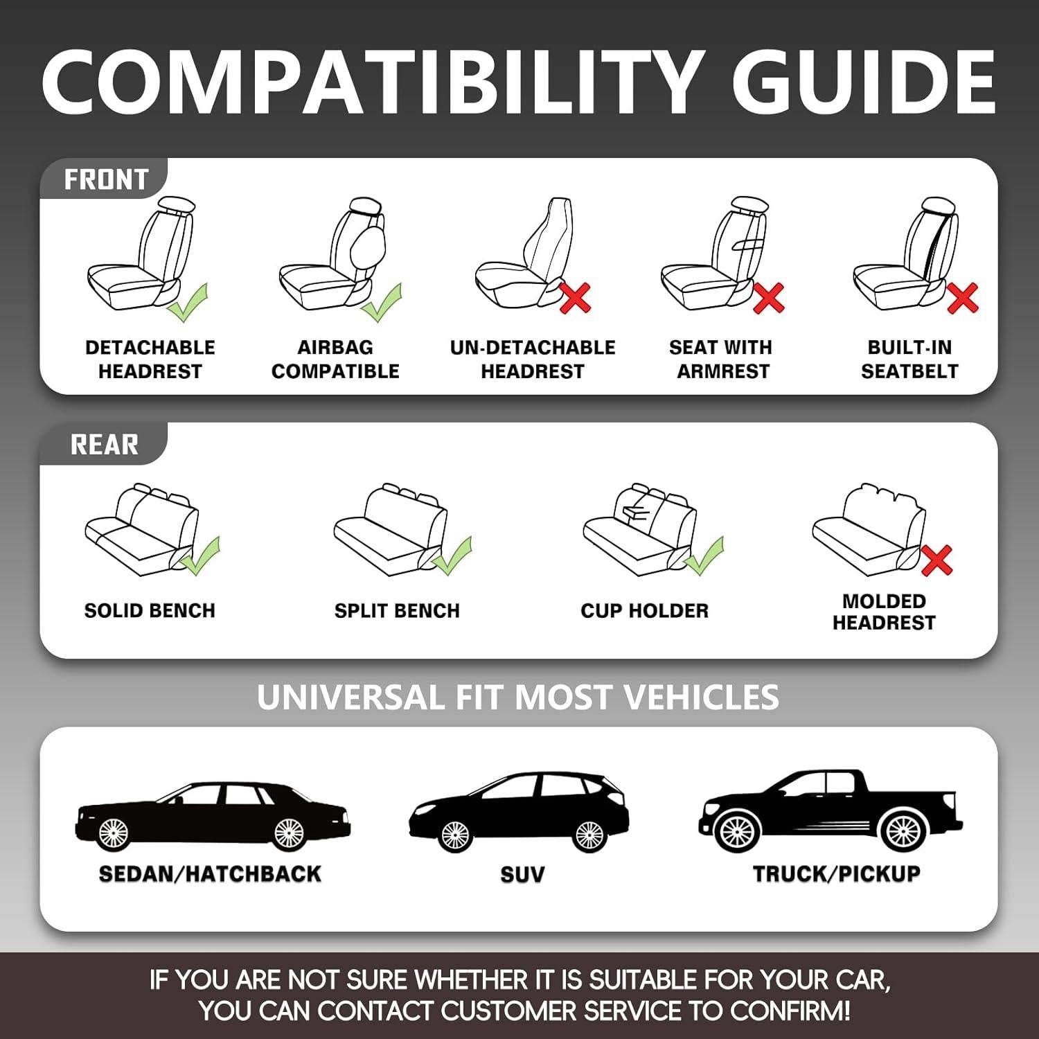 Cubiertas de Asiento de Coche WENNFOUR Juego Completo 5 Asientos Beige