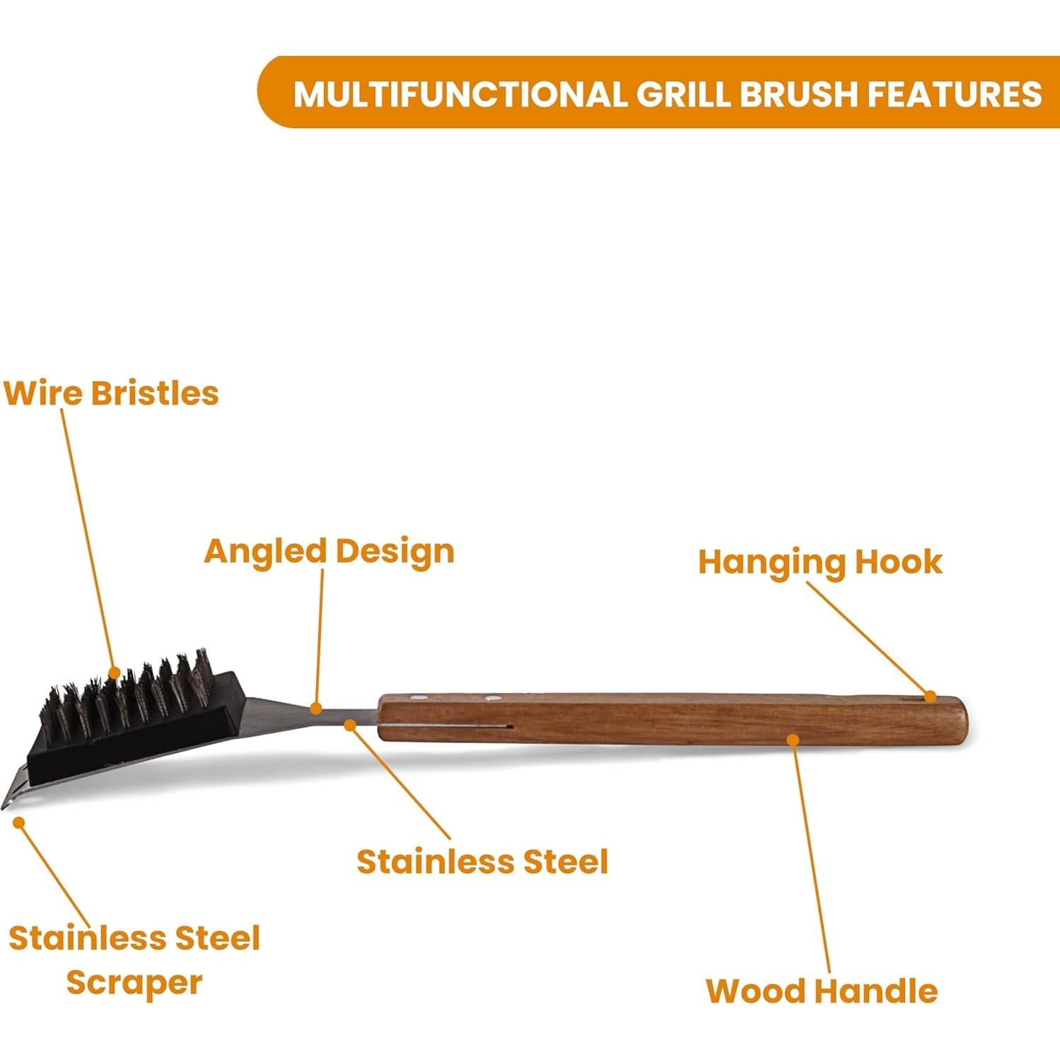 Cepillo para Parrilla DHAMPOOH con Cabezal Reemplazable 38.1 cm