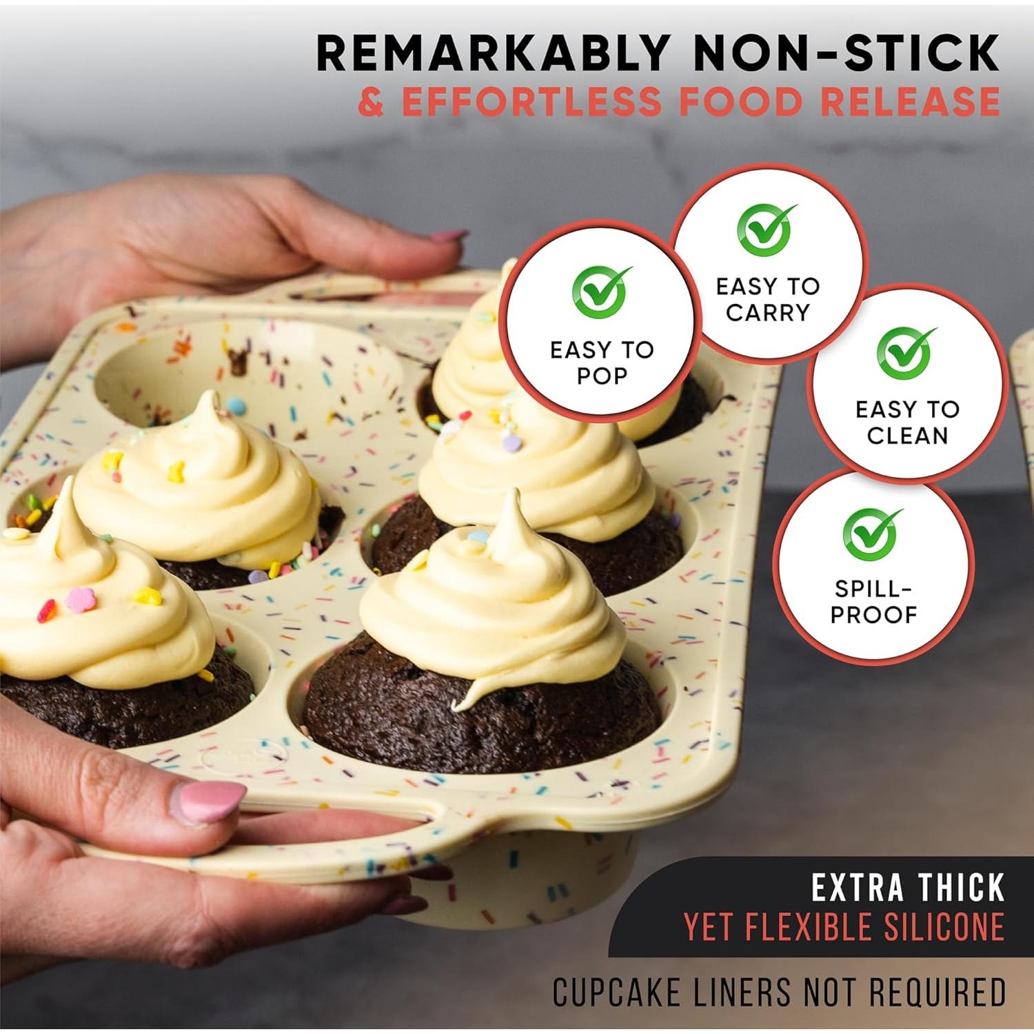 Moldes de Silicona para Muffins Bake Boss - Paquete de 2, 6 Tazas