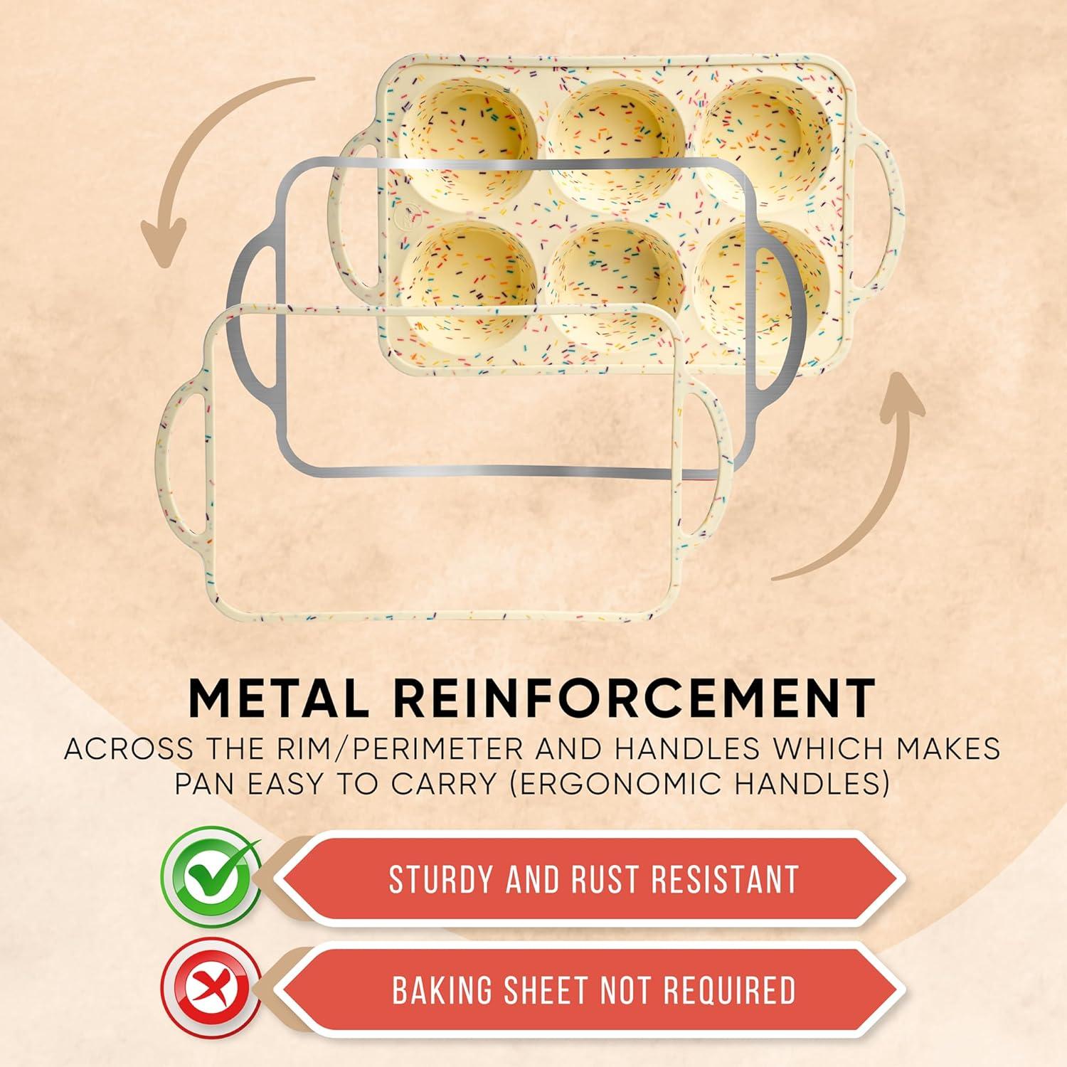 Moldes de Silicona para Muffins Bake Boss - Paquete de 2, 6 Tazas